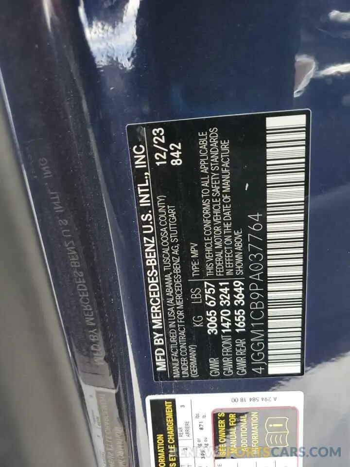 14 fotografías del automóvil dañado 4JGGM1CB9PA037764 MERCEDES-BENZ EQE SUV 35 2023