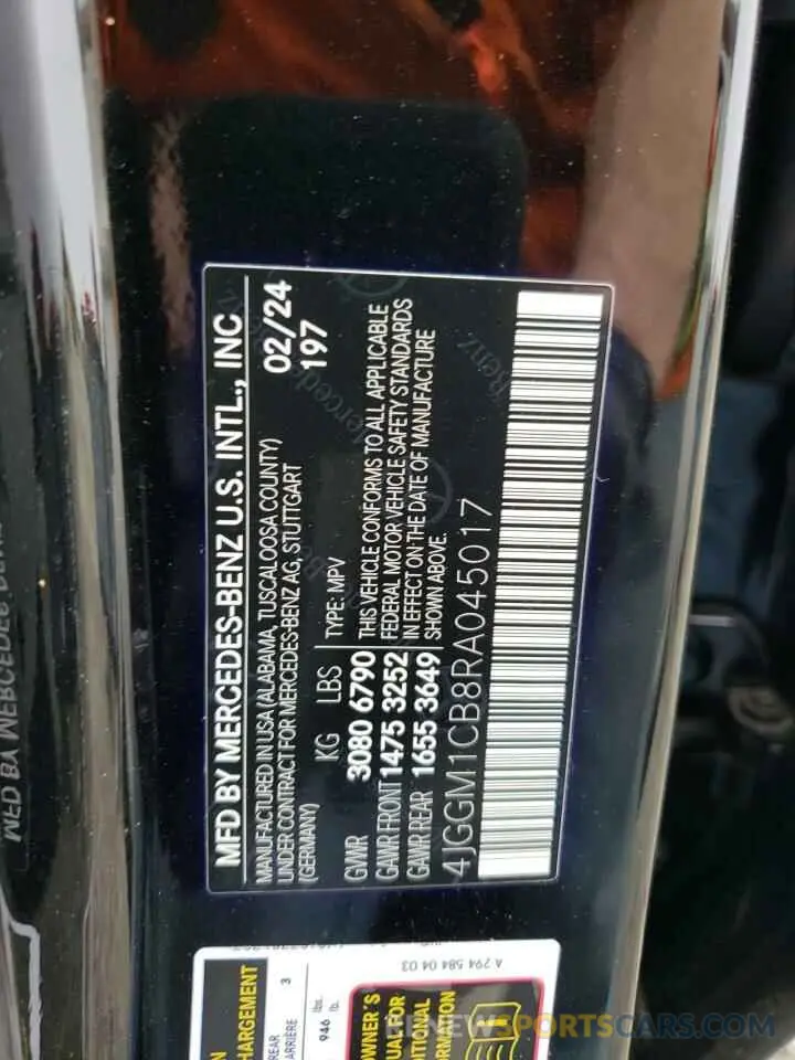 13 fotografías del automóvil dañado 4JGGM1CB8RA045017 MERCEDES-BENZ EQE SUV 35 2024