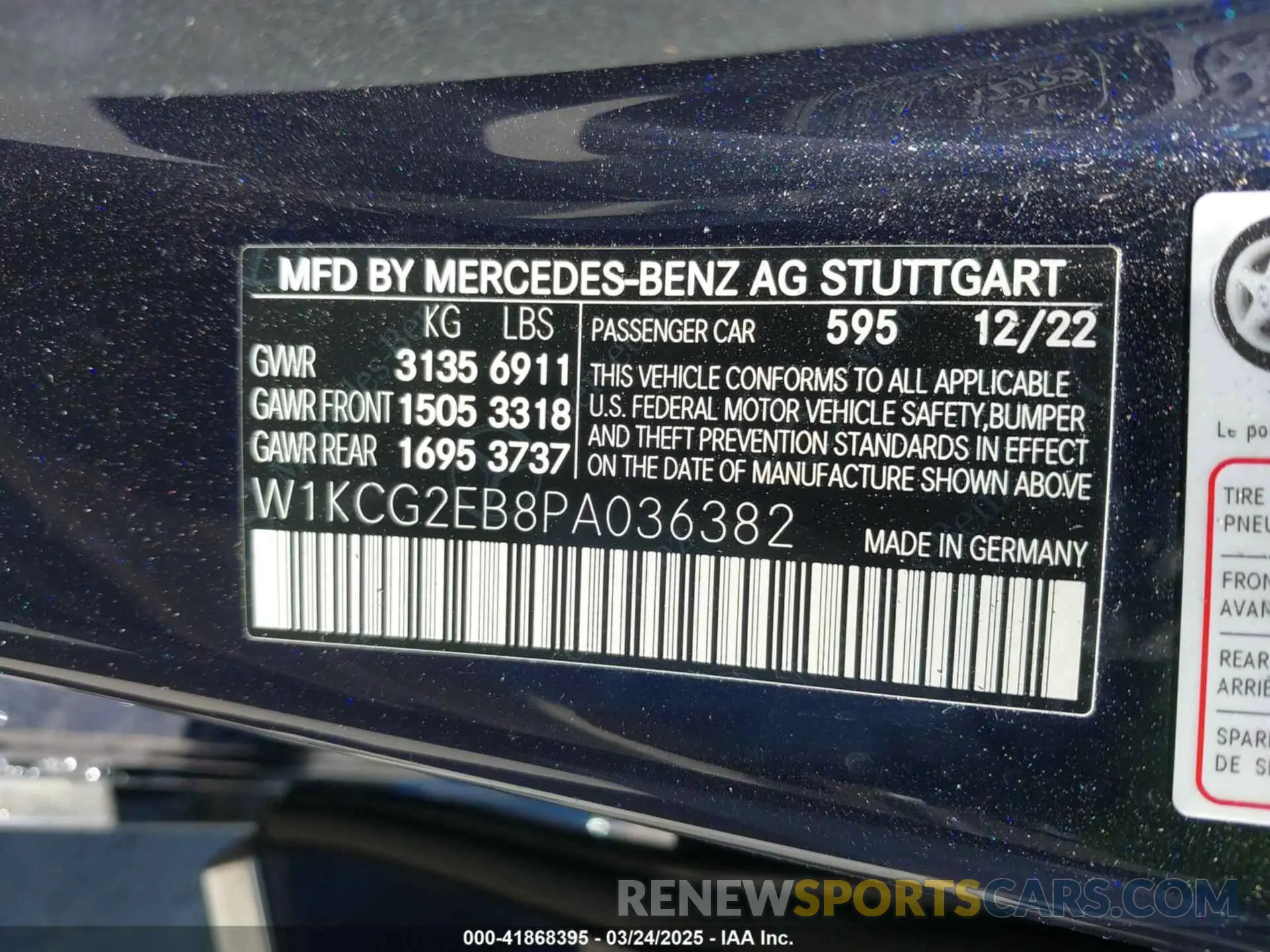 9 fotografías del automóvil dañado W1KCG2EB8PA036382 MERCEDES-BENZ EQS 450 2023