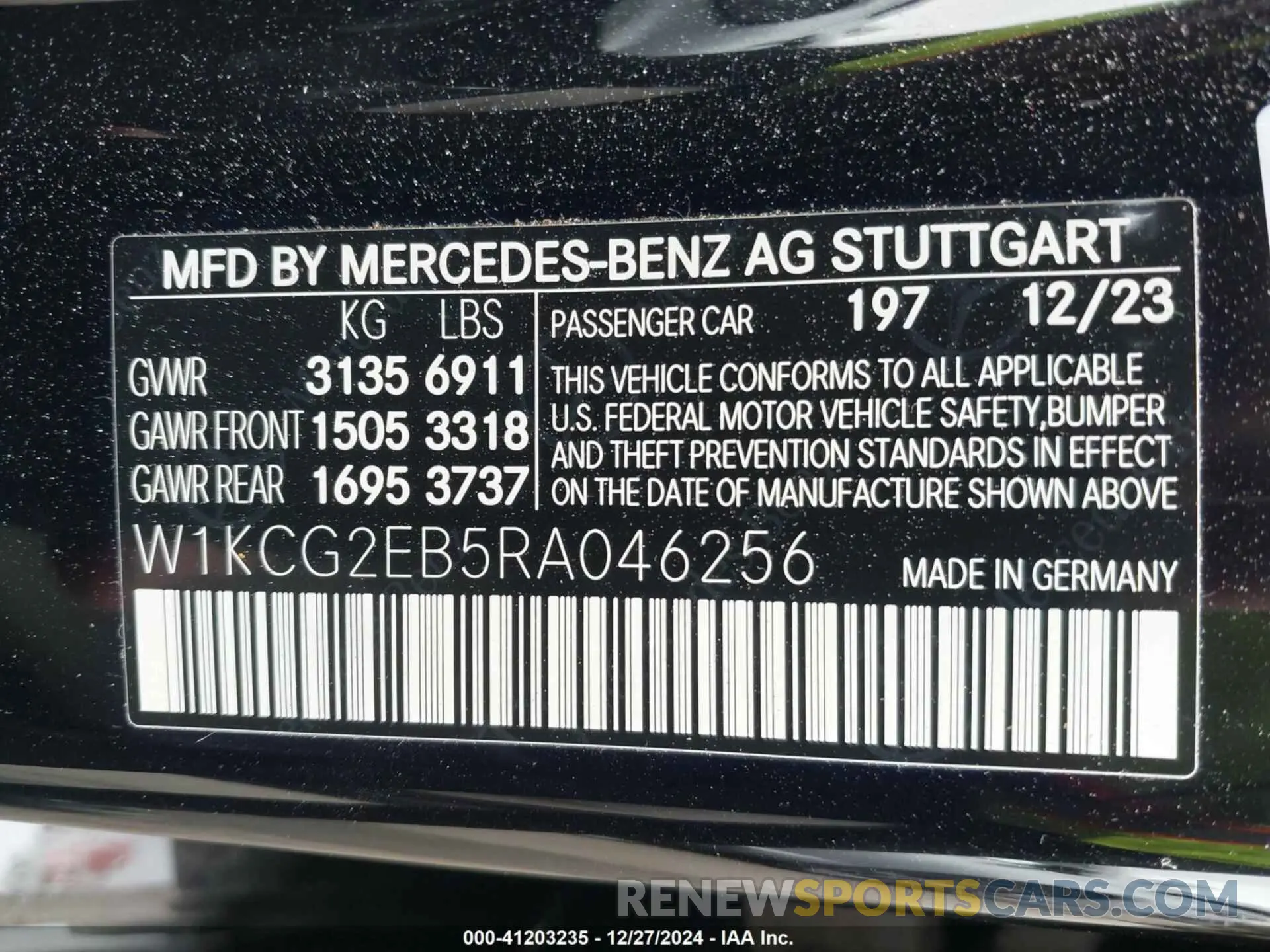 9 fotografías del automóvil dañado W1KCG2EB5RA046256 MERCEDES-BENZ EQS 450 2024