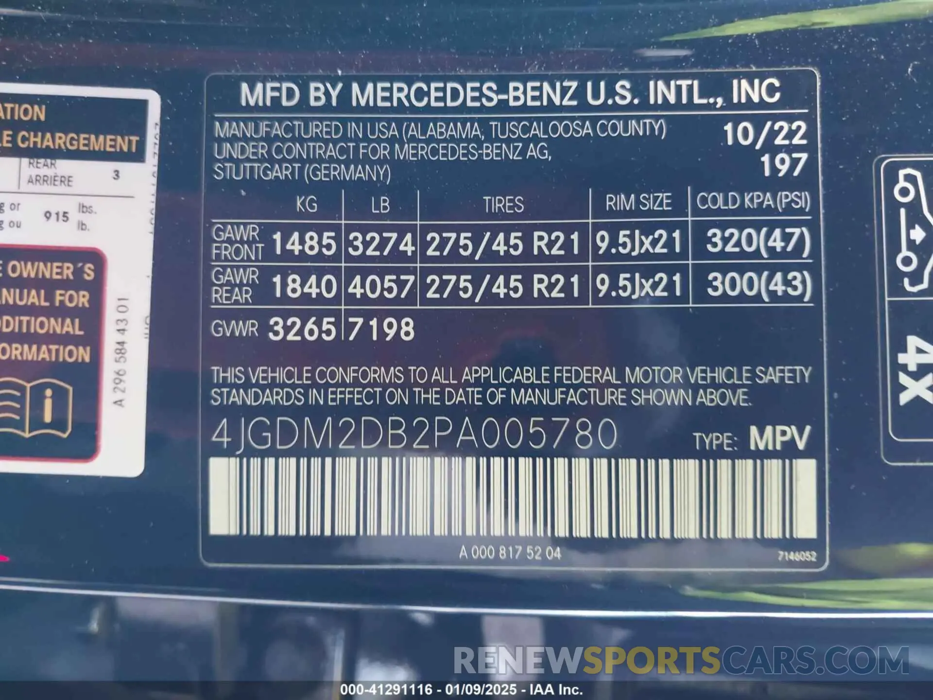 9 fotografías del automóvil dañado 4JGDM2DB2PA005780 MERCEDES-BENZ EQS 450+ SUV 2023