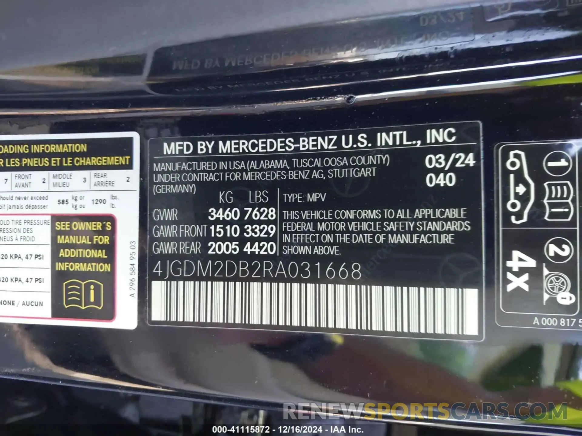 9 fotografías del automóvil dañado 4JGDM2DB2RA031668 MERCEDES-BENZ EQS 450 SUV 2024
