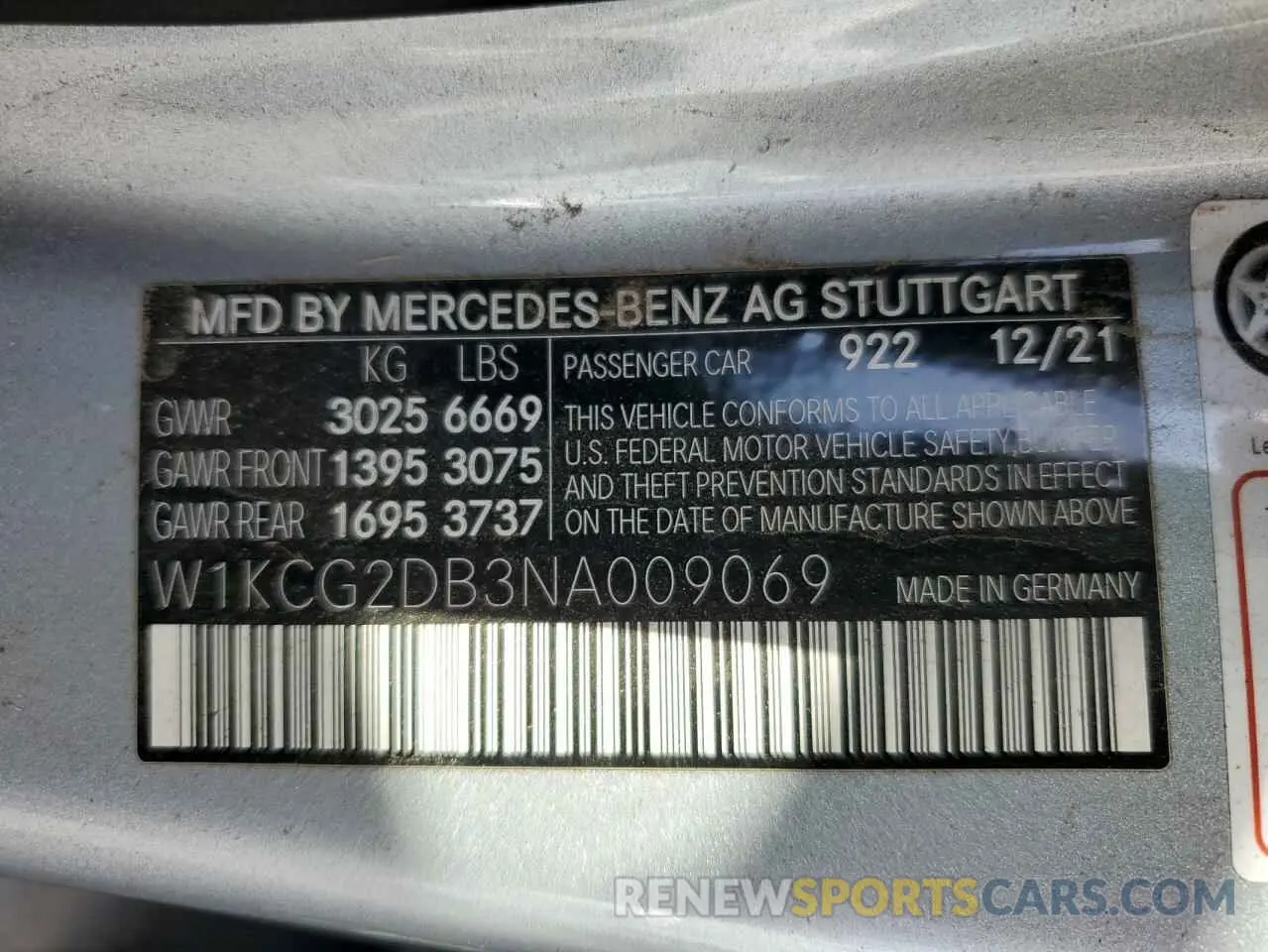 13 fotografías del automóvil dañado W1KCG2DB3NA009069 MERCEDES-BENZ EQS SEDAN 2022