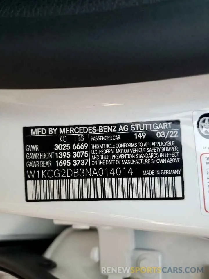13 fotografías del automóvil dañado W1KCG2DB3NA014014 MERCEDES-BENZ EQS SEDAN 2022