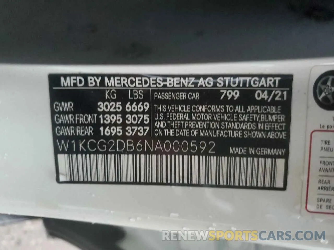 12 fotografías del automóvil dañado W1KCG2DB6NA000592 MERCEDES-BENZ EQS SEDAN 2022