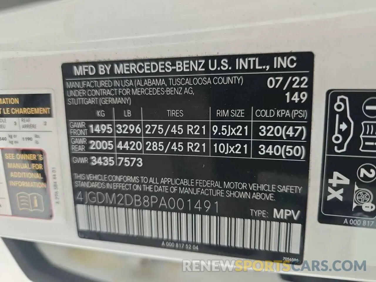 10 fotografías del automóvil dañado 4JGDM2DB8PA001491 MERCEDES-BENZ EQS SUV 45 2023