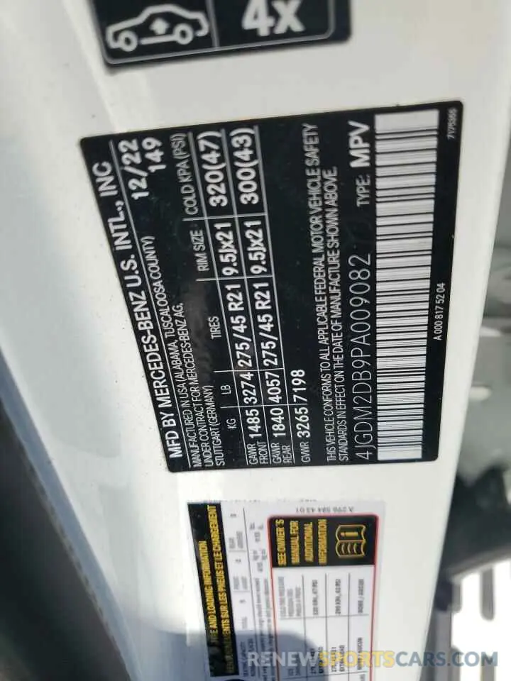 13 fotografías del automóvil dañado 4JGDM2DB9PA009082 MERCEDES-BENZ EQS SUV 45 2023