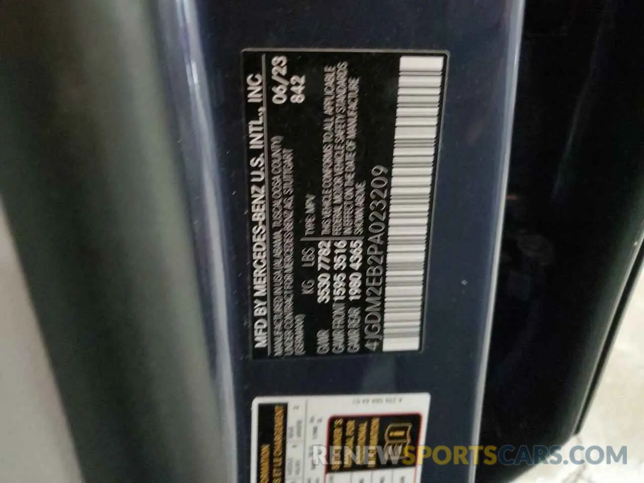 14 fotografías del automóvil dañado 4JGDM2EB2PA023209 MERCEDES-BENZ EQS SUV 45 2023