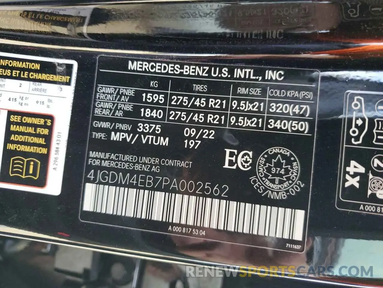 13 fotografías del automóvil dañado 4JGDM4EB7PA002562 MERCEDES-BENZ EQS SUV 58 2023