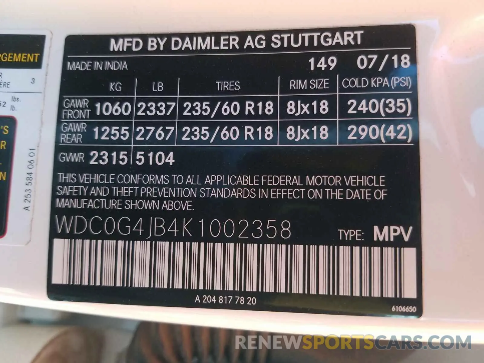 10 fotografías del automóvil dañado WDC0G4JB4K1002358 MERCEDES-BENZ G CLASS 2019