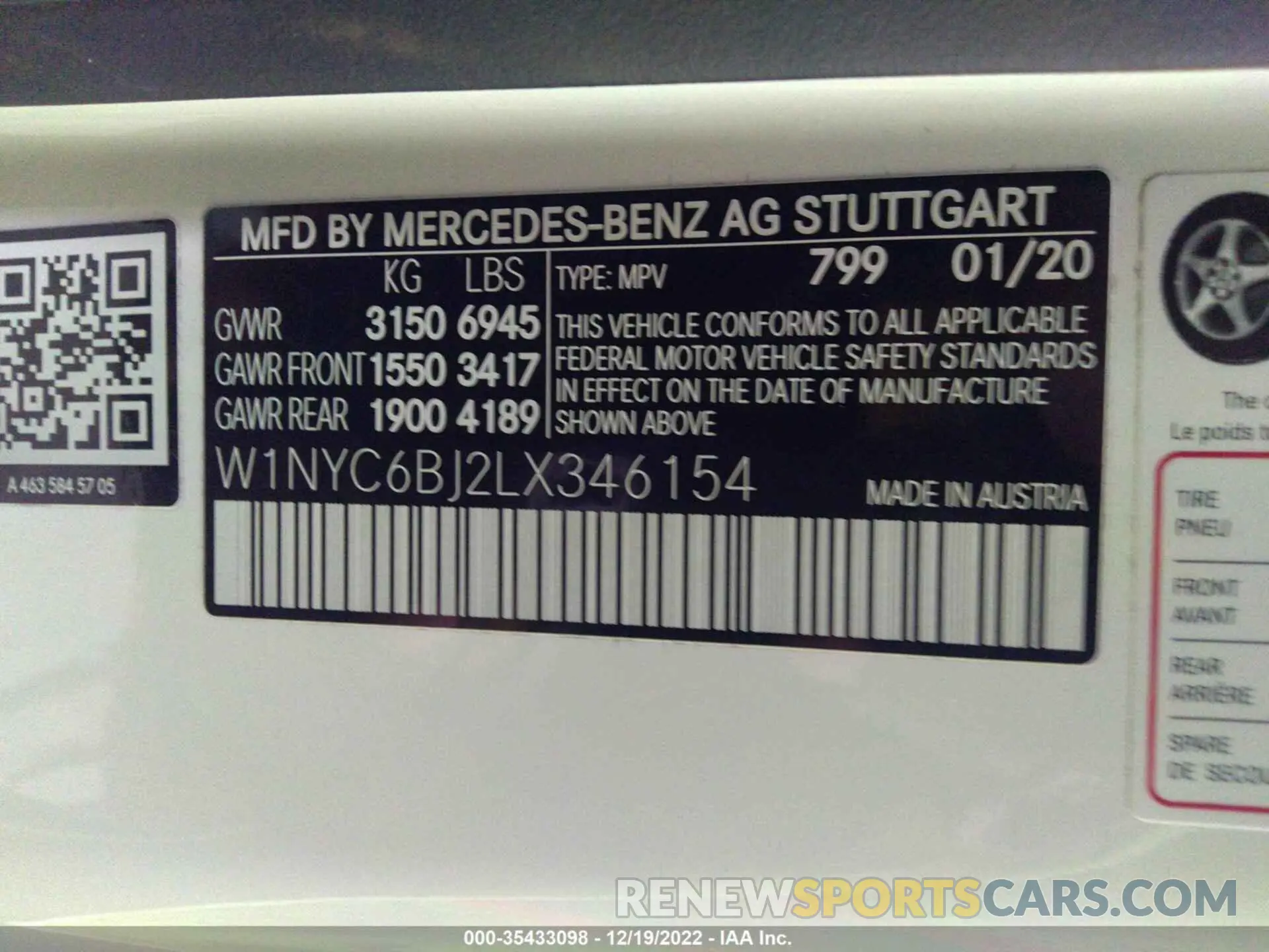 9 fotografías del automóvil dañado W1NYC6BJ2LX346154 MERCEDES-BENZ G-CLASS 2020