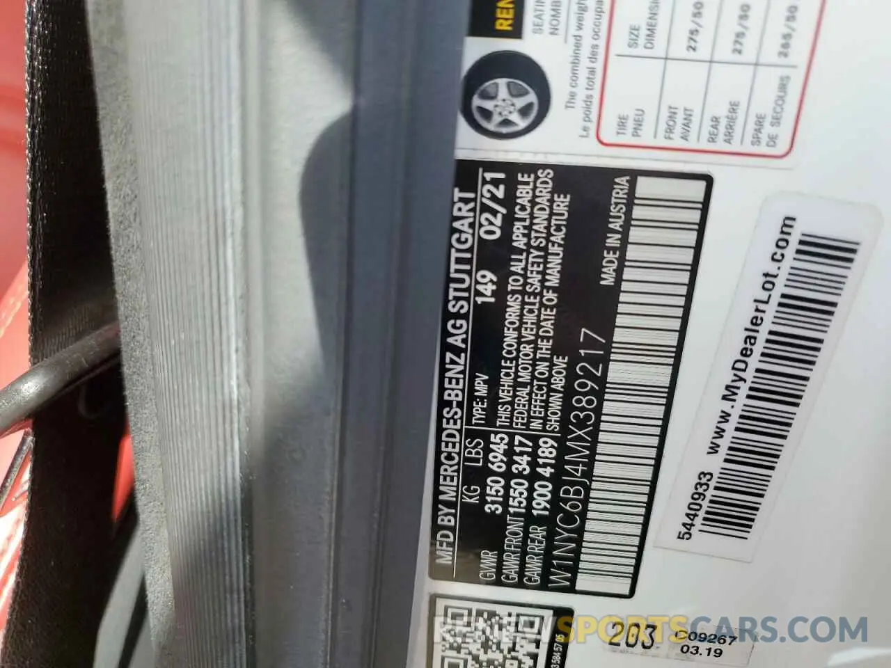 14 fotografías del automóvil dañado W1NYC6BJ4MX389217 MERCEDES-BENZ G-CLASS 2021