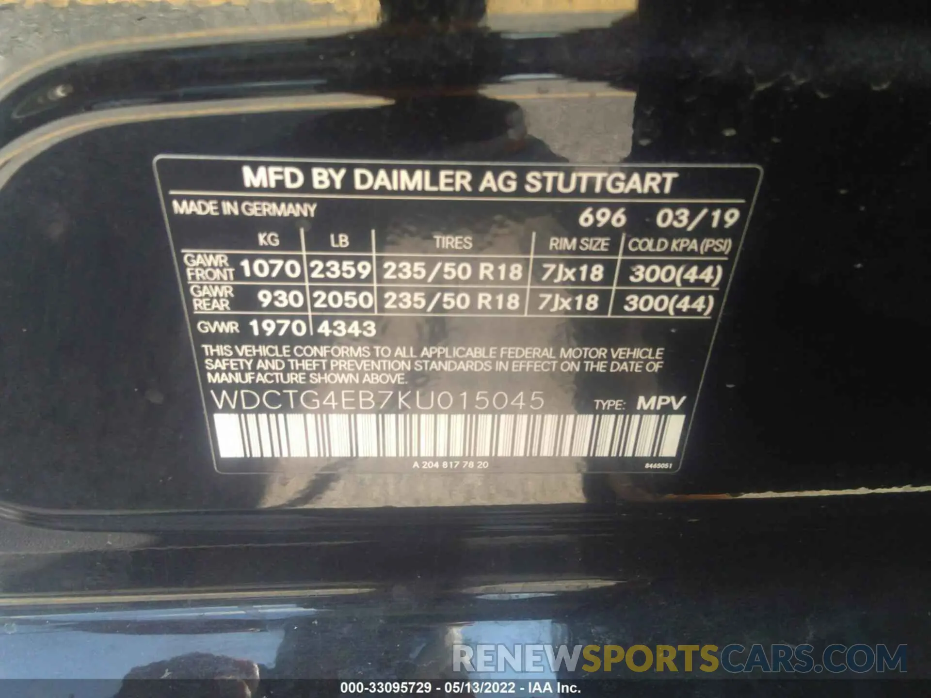 9 fotografías del automóvil dañado WDCTG4EB7KU015045 MERCEDES-BENZ GLA 2019
