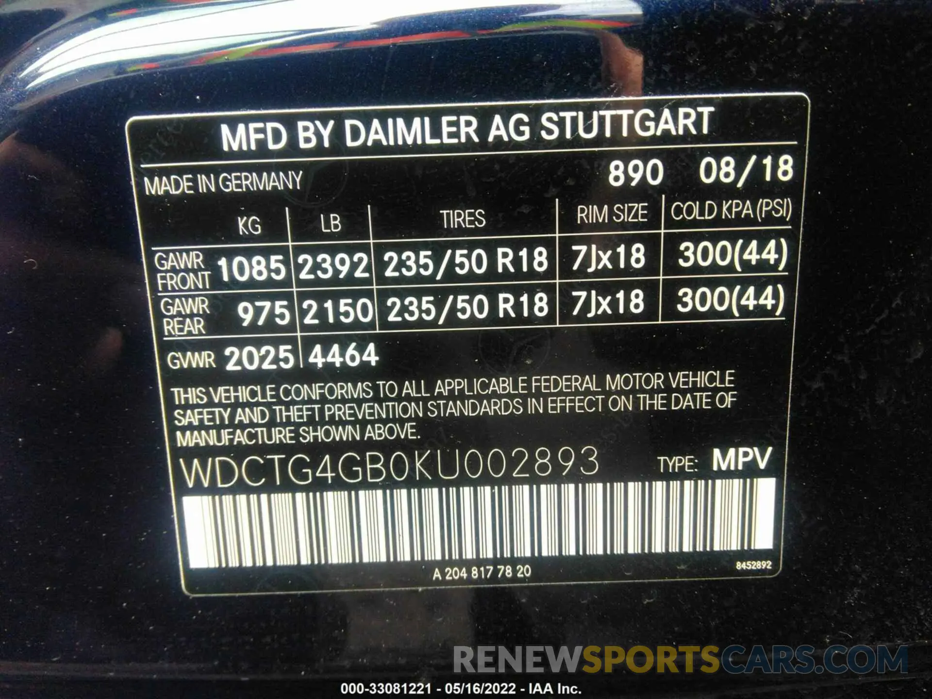 9 fotografías del automóvil dañado WDCTG4GB0KU002893 MERCEDES-BENZ GLA 2019