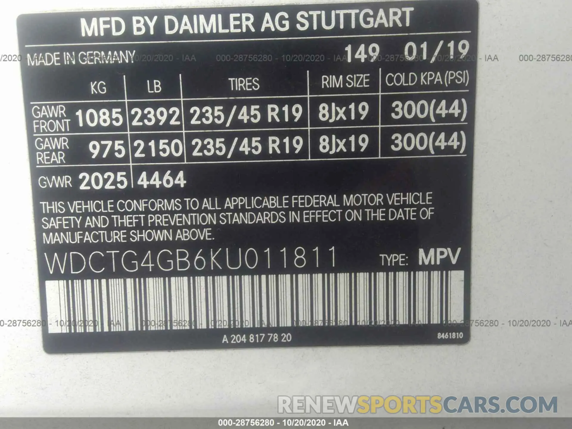 9 fotografías del automóvil dañado WDCTG4GB6KU011811 MERCEDES-BENZ GLA 2019