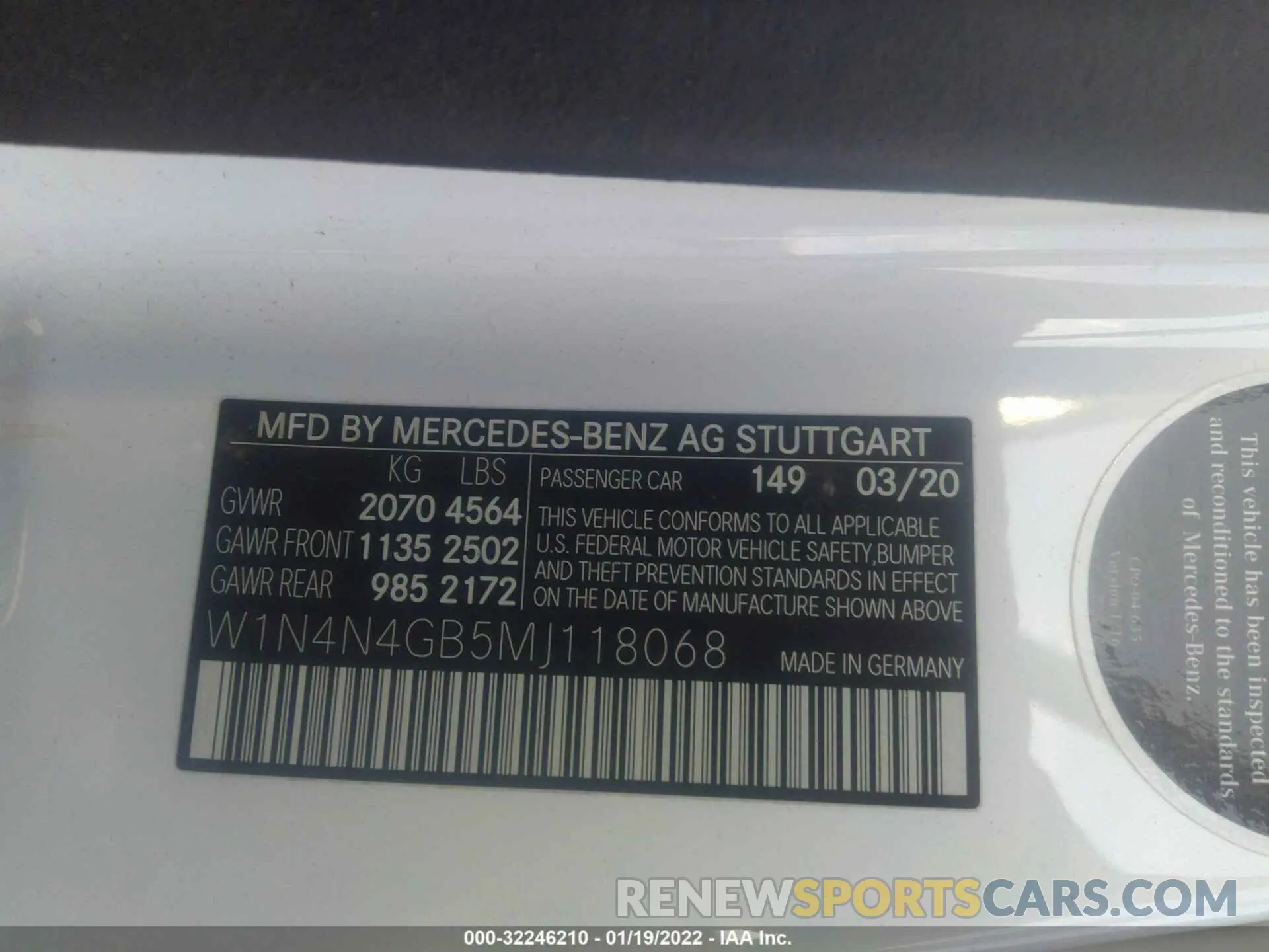9 fotografías del automóvil dañado W1N4N4GB5MJ118068 MERCEDES-BENZ GLA 2021