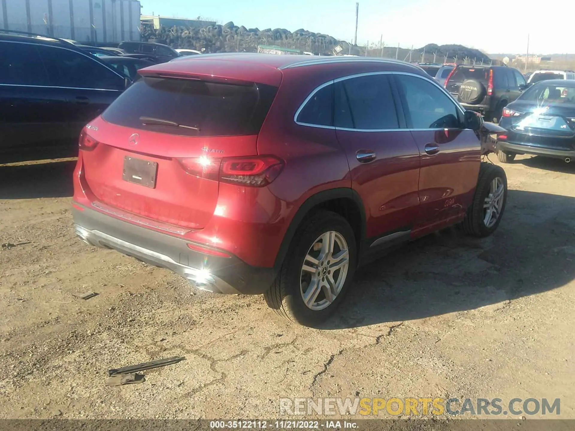 4 fotografías del automóvil dañado W1N4N4HB1MJ138168 MERCEDES-BENZ GLA 2021