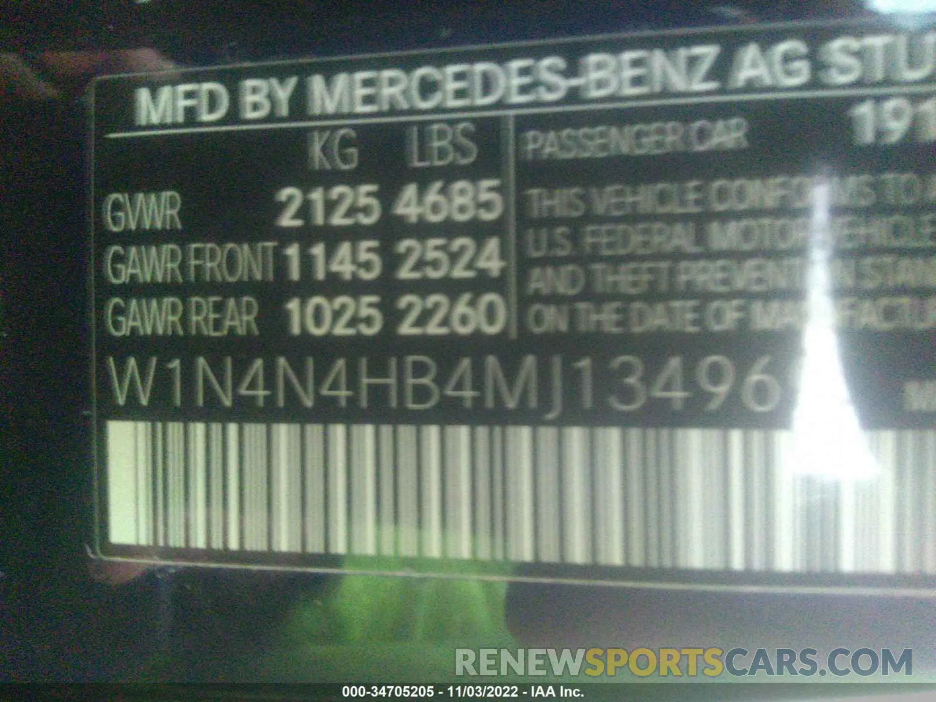 9 fotografías del automóvil dañado W1N4N4HB4MJ134969 MERCEDES-BENZ GLA 2021
