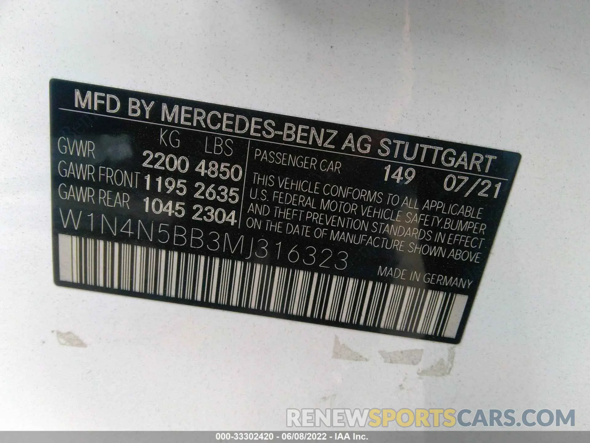 9 fotografías del automóvil dañado W1N4N5BB3MJ316323 MERCEDES-BENZ GLA 2021