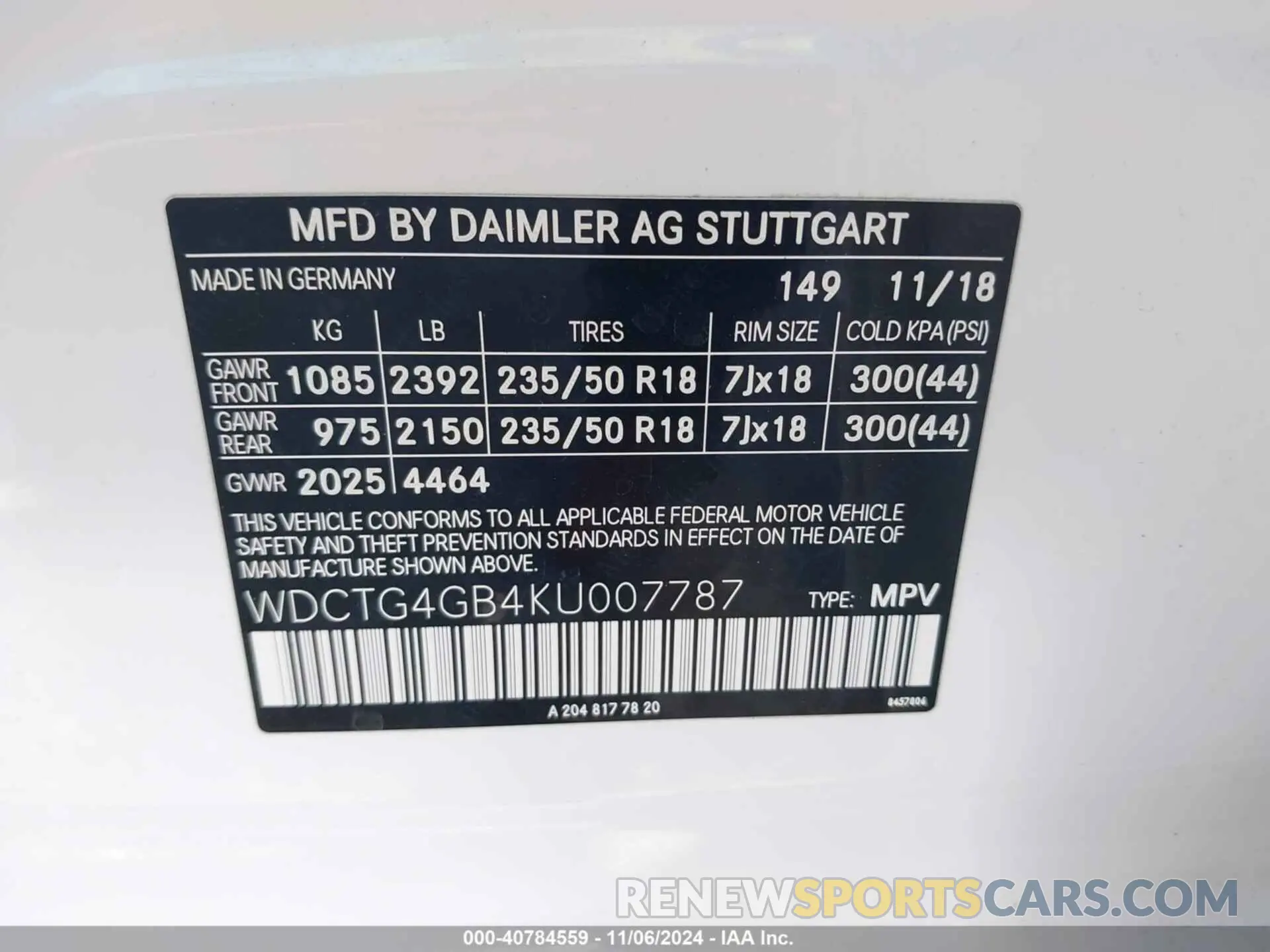 9 fotografías del automóvil dañado WDCTG4GB4KU007787 MERCEDES-BENZ GLA 250 2019