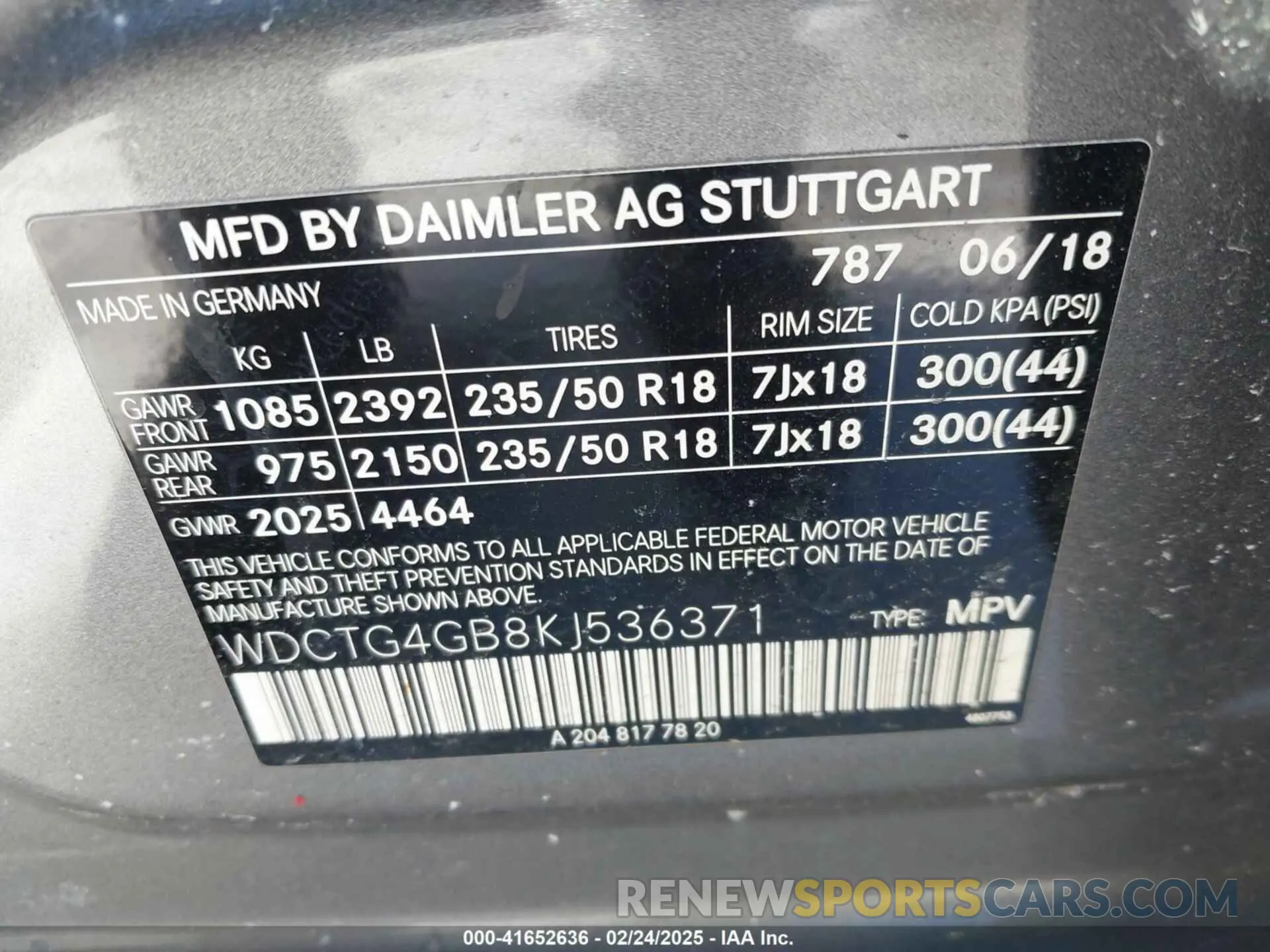9 fotografías del automóvil dañado WDCTG4GB8KJ536371 MERCEDES-BENZ GLA 250 2019