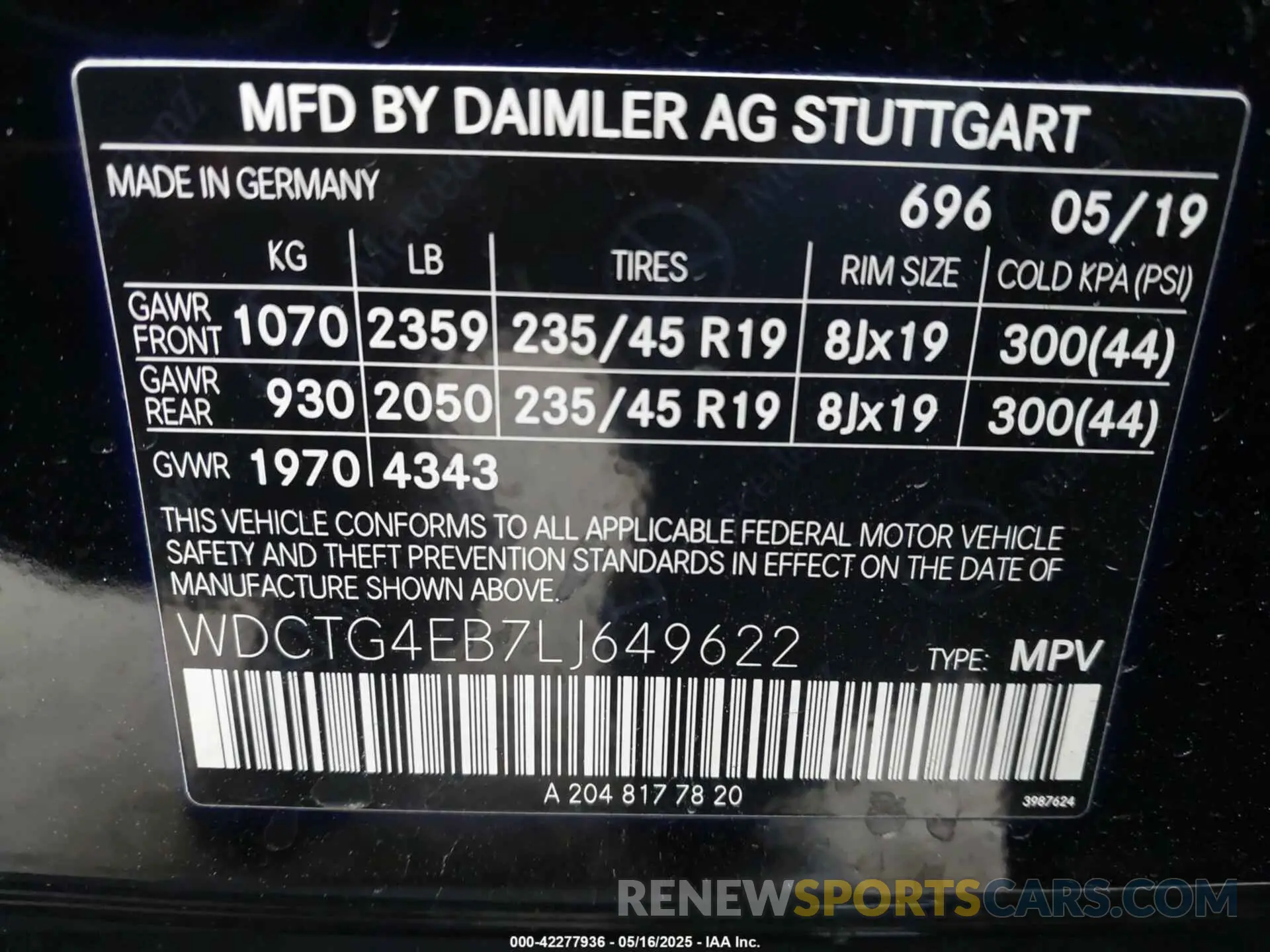 9 fotografías del automóvil dañado WDCTG4EB7LJ649622 MERCEDES-BENZ GLA 250 2020