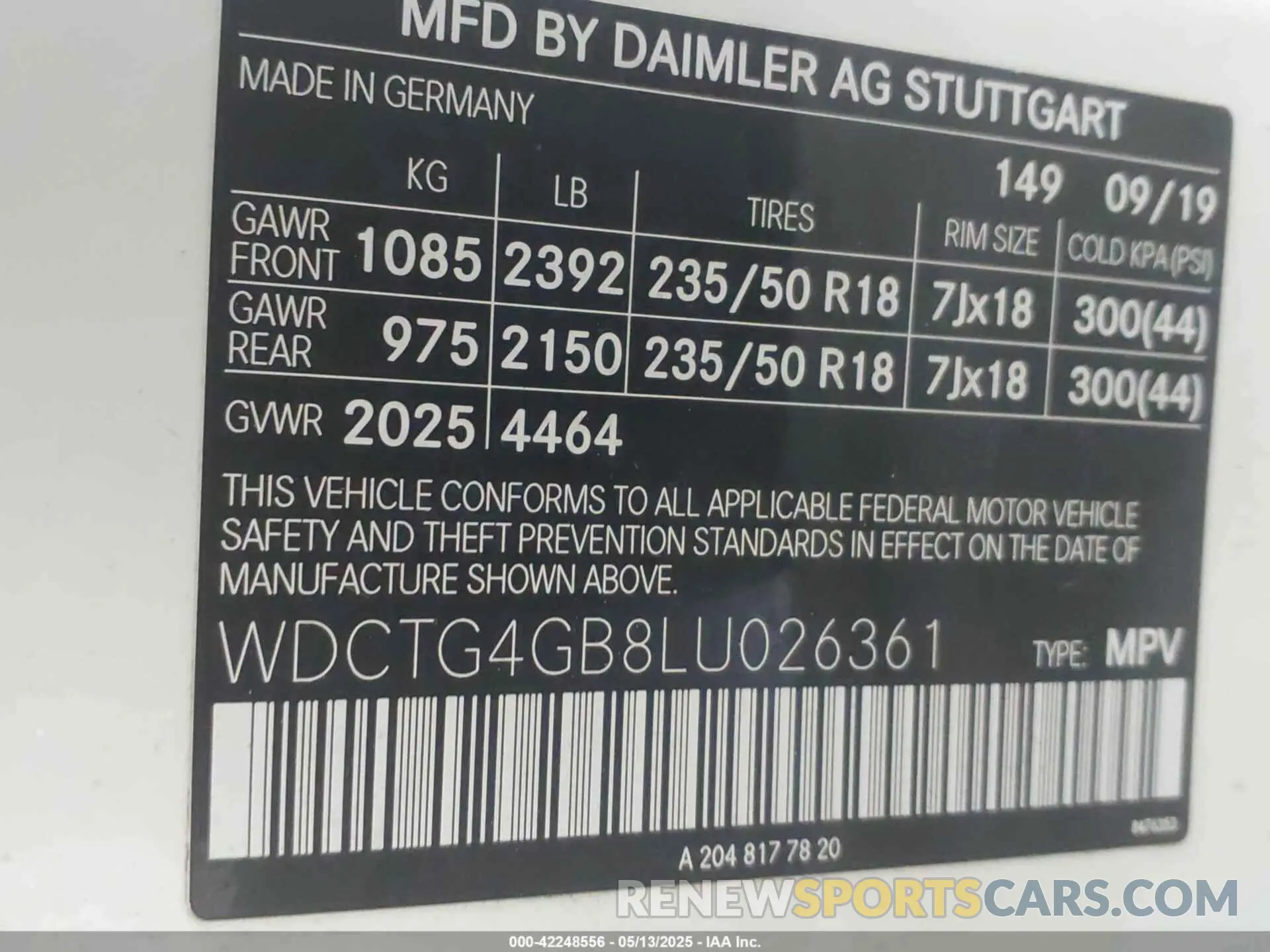 9 fotografías del automóvil dañado WDCTG4GB8LU026361 MERCEDES-BENZ GLA 250 2020