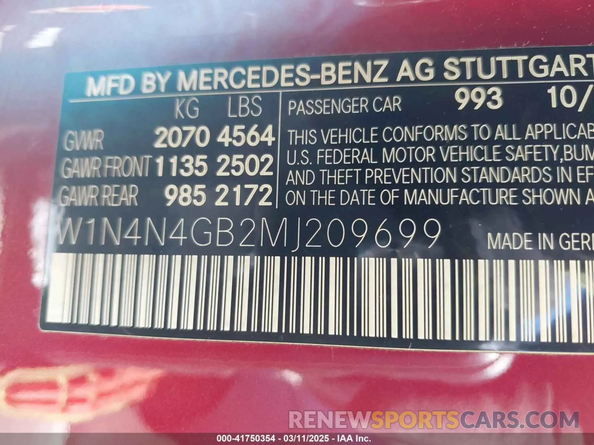 9 fotografías del automóvil dañado W1N4N4GB2MJ209699 MERCEDES-BENZ GLA 250 2021