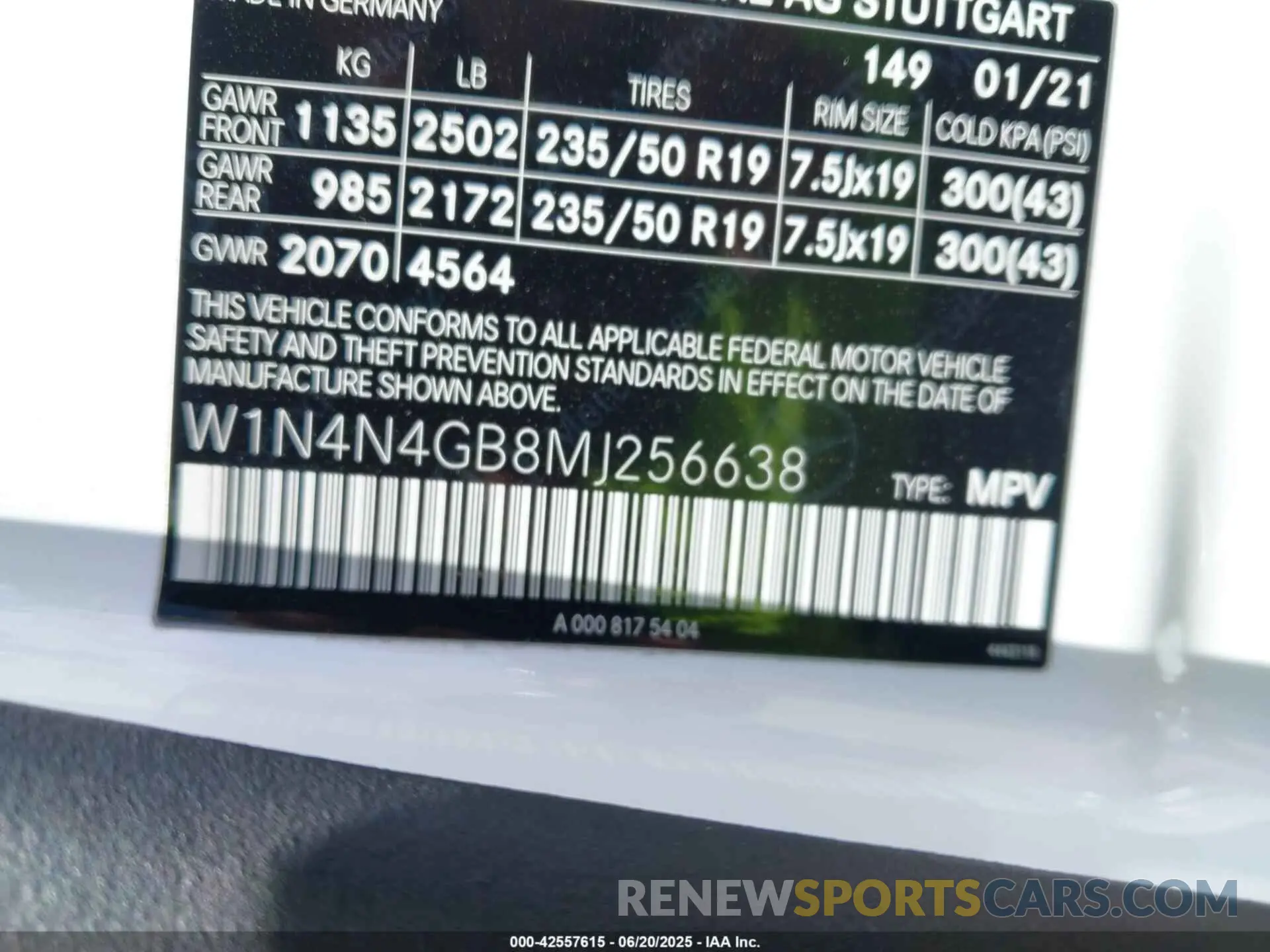 9 fotografías del automóvil dañado W1N4N4GB8MJ256638 MERCEDES-BENZ GLA 250 2021