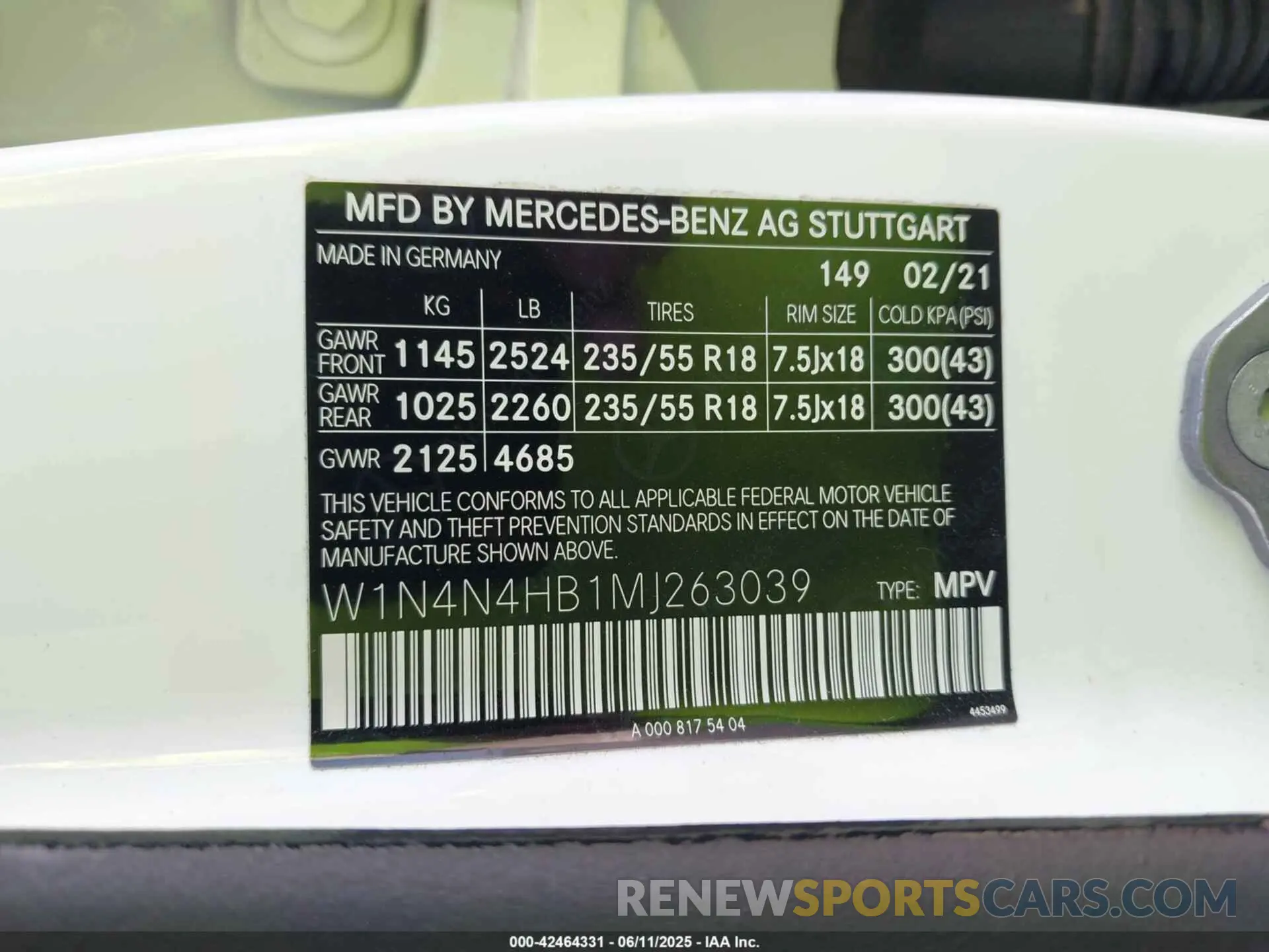9 fotografías del automóvil dañado W1N4N4HB1MJ263039 MERCEDES-BENZ GLA 250 2021