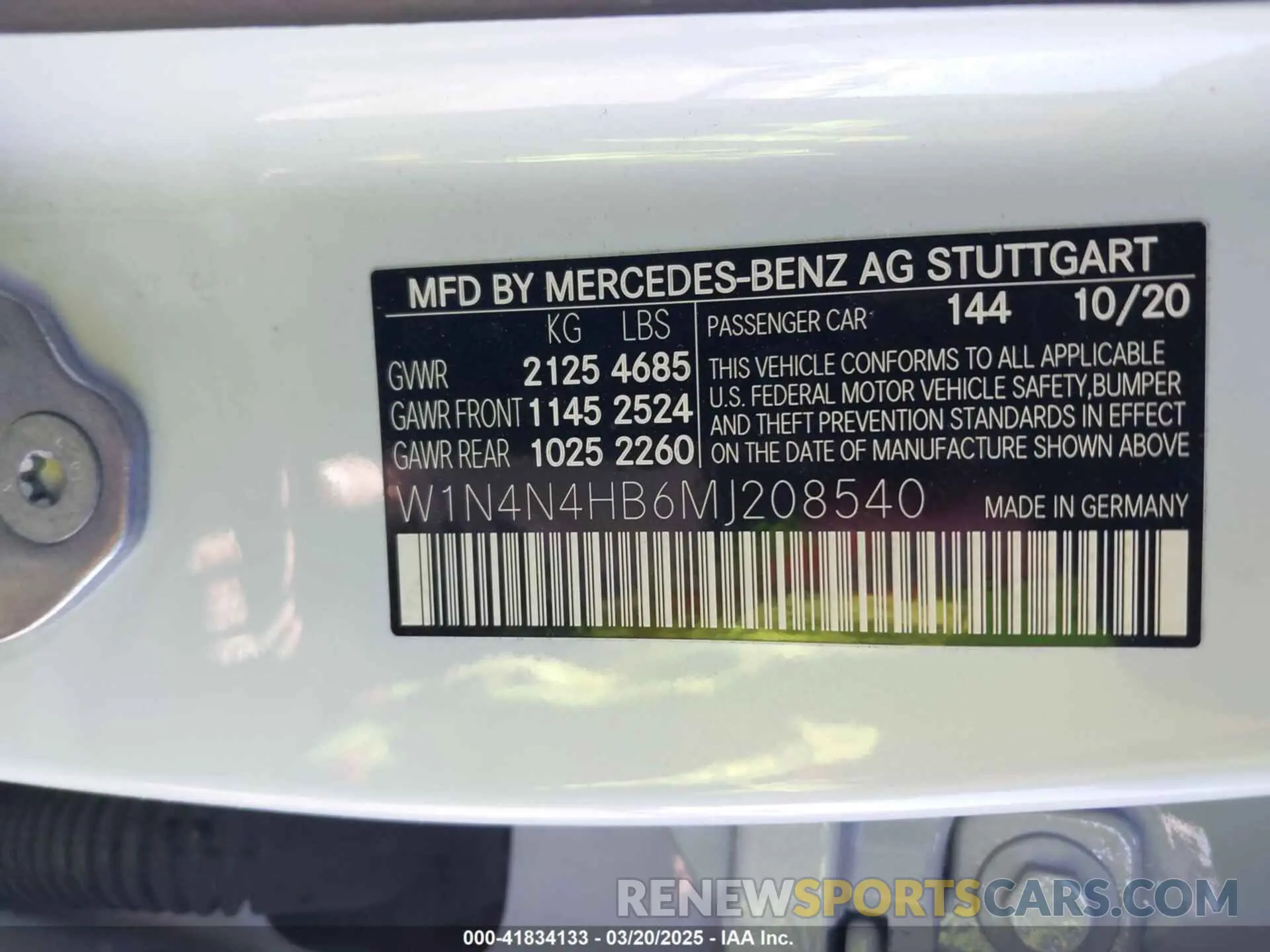 9 fotografías del automóvil dañado W1N4N4HB6MJ208540 MERCEDES-BENZ GLA 250 2021
