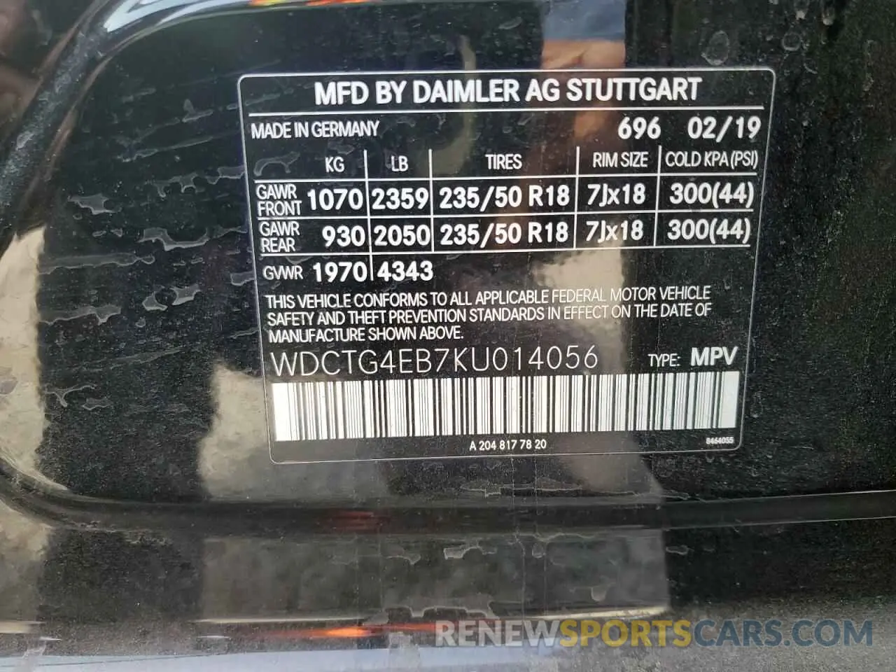 13 fotografías del automóvil dañado WDCTG4EB7KU014056 MERCEDES-BENZ GLA-CLASS 2019