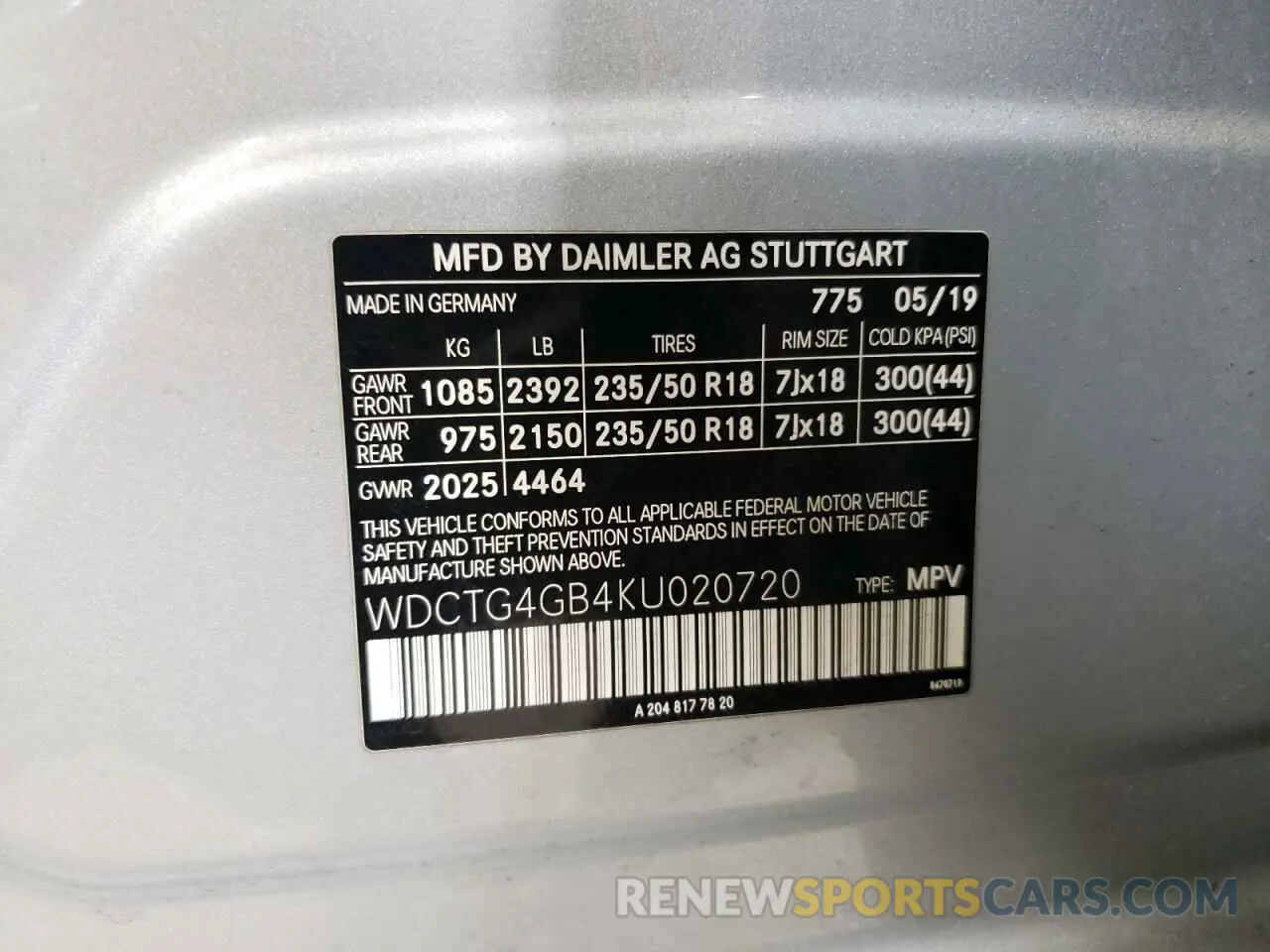 14 fotografías del automóvil dañado WDCTG4GB4KU020720 MERCEDES-BENZ GLA-CLASS 2019