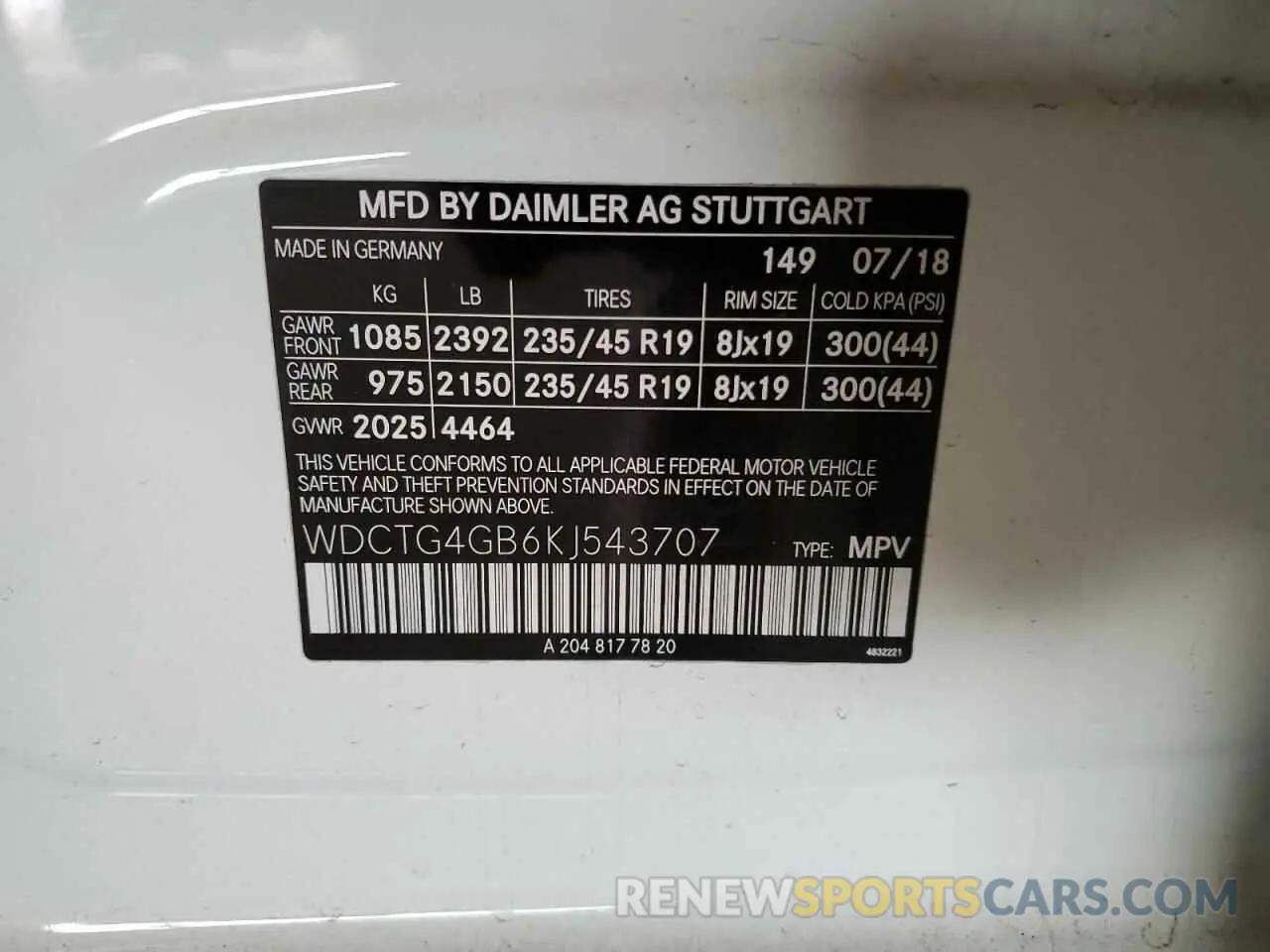 12 fotografías del automóvil dañado WDCTG4GB6KJ543707 MERCEDES-BENZ GLA-CLASS 2019