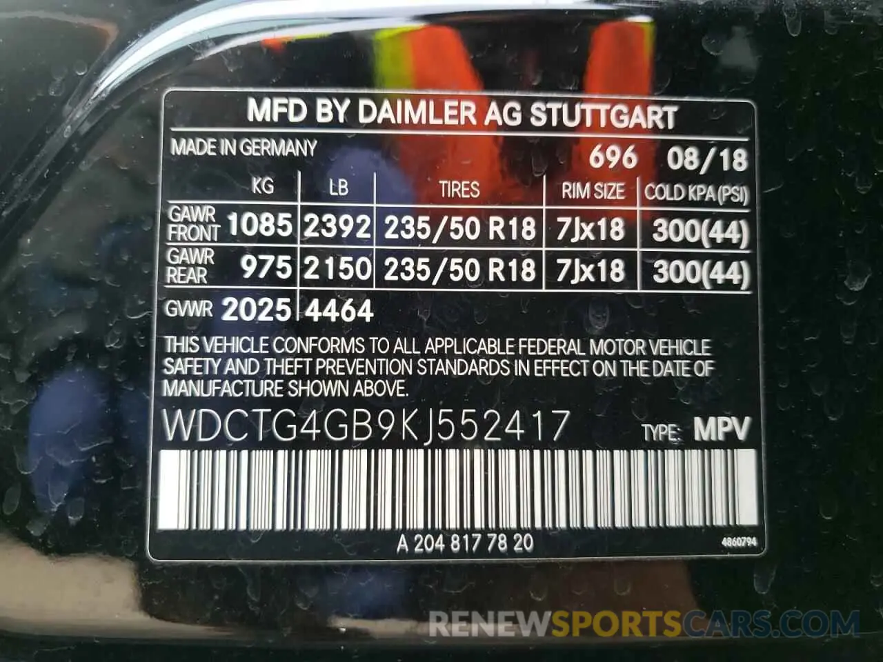 10 fotografías del automóvil dañado WDCTG4GB9KJ552417 MERCEDES-BENZ GLA-CLASS 2019