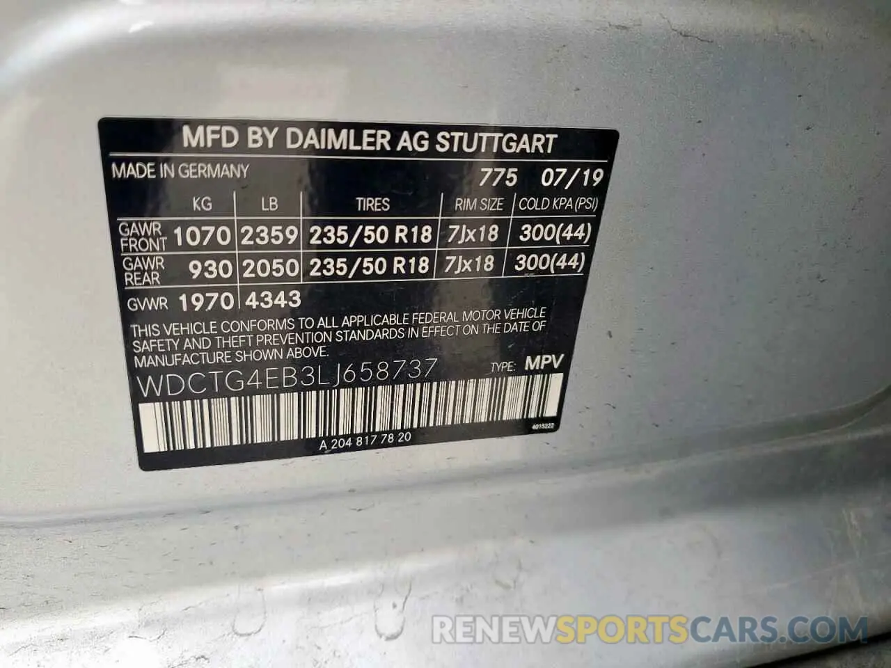 13 fotografías del automóvil dañado WDCTG4EB3LJ658737 MERCEDES-BENZ GLA-CLASS 2020