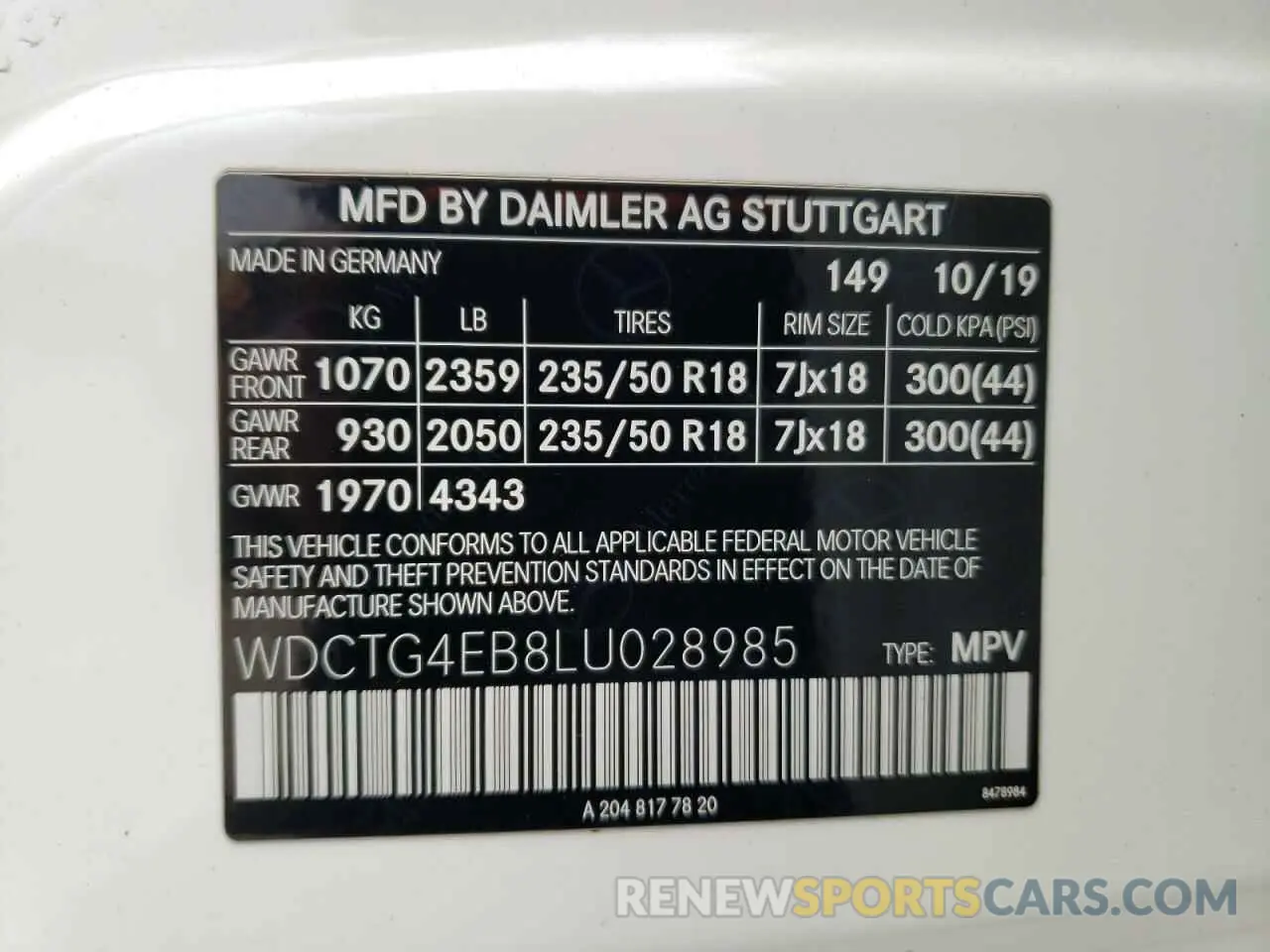 14 fotografías del automóvil dañado WDCTG4EB8LU028985 MERCEDES-BENZ GLA-CLASS 2020