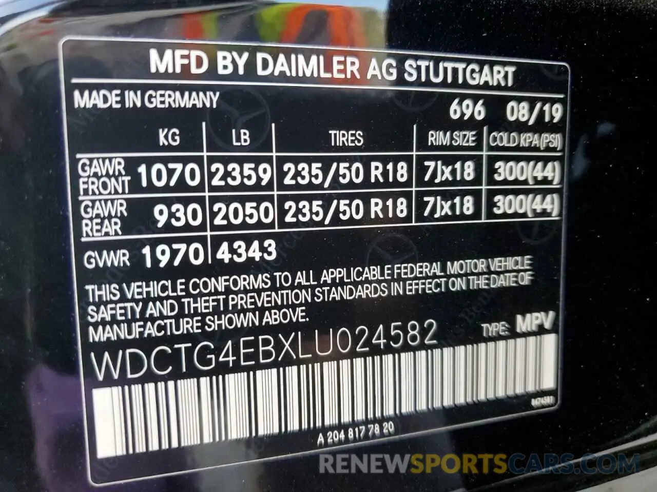 12 fotografías del automóvil dañado WDCTG4EBXLU024582 MERCEDES-BENZ GLA-CLASS 2020