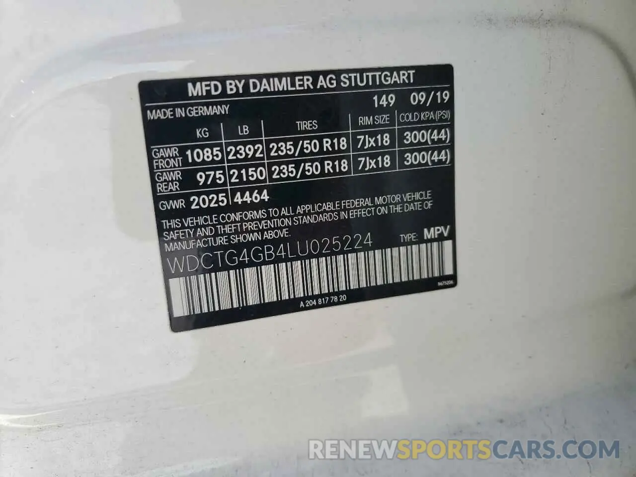 13 fotografías del automóvil dañado WDCTG4GB4LU025224 MERCEDES-BENZ GLA-CLASS 2020