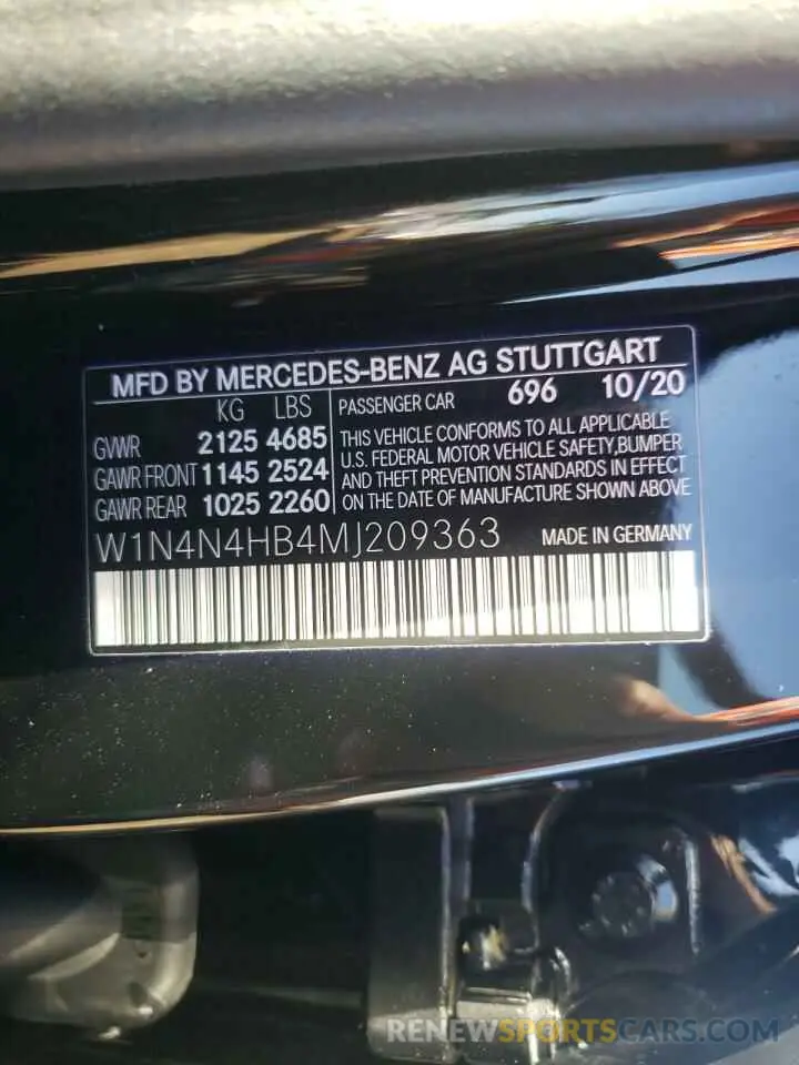 10 fotografías del automóvil dañado W1N4N4HB4MJ209363 MERCEDES-BENZ GLA-CLASS 2021