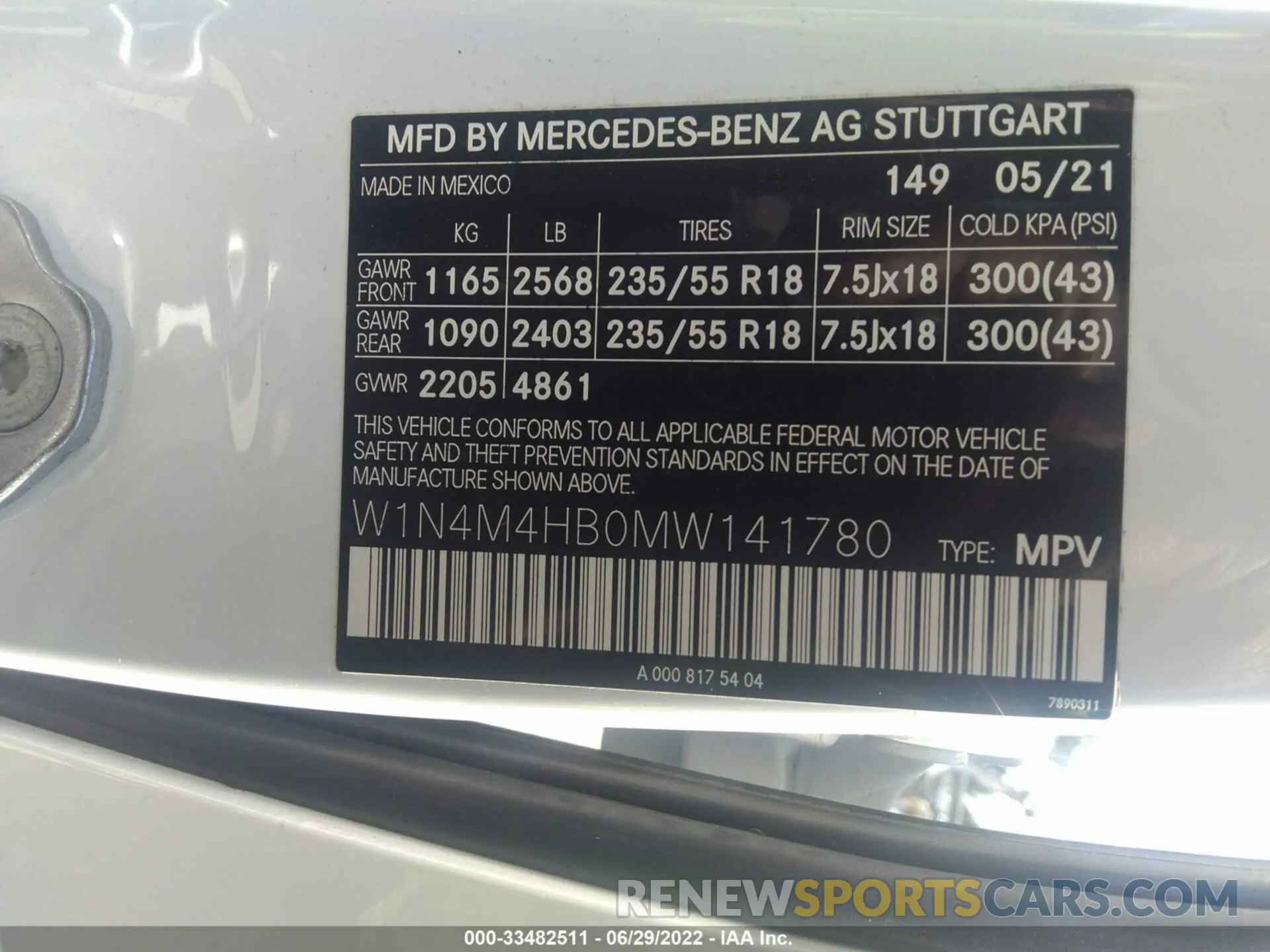 9 fotografías del automóvil dañado W1N4M4HB0MW141780 MERCEDES-BENZ GLB 2021