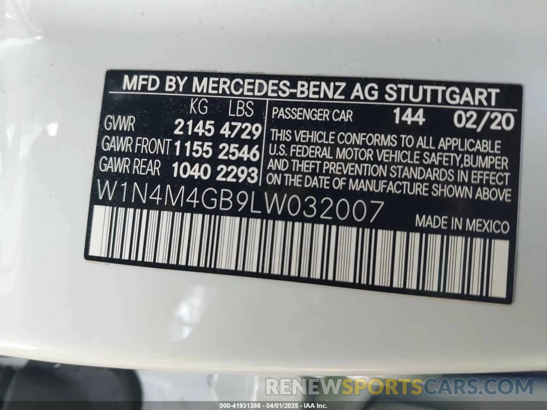 9 fotografías del automóvil dañado W1N4M4GB9LW032007 MERCEDES-BENZ GLB 250 2020
