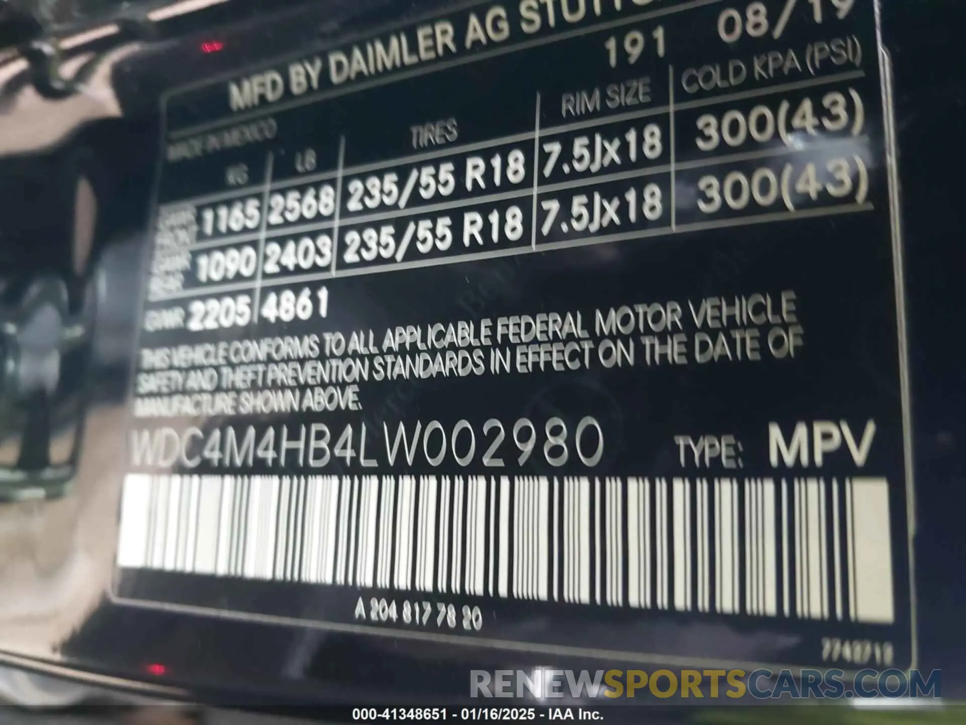 9 fotografías del automóvil dañado WDC4M4HB4LW002980 MERCEDES-BENZ GLB 250 2020