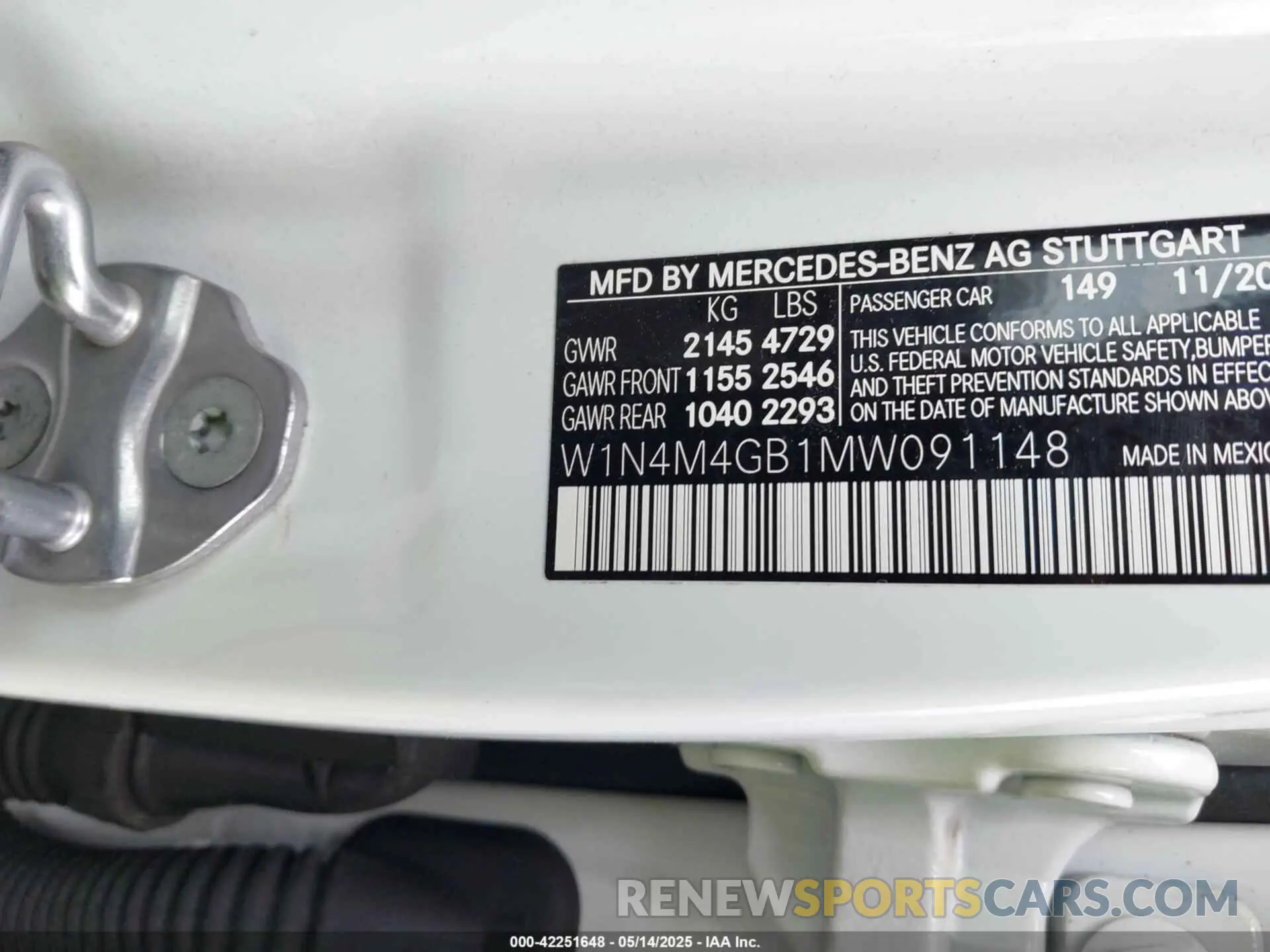 9 fotografías del automóvil dañado W1N4M4GB1MW091148 MERCEDES-BENZ GLB 250 2021