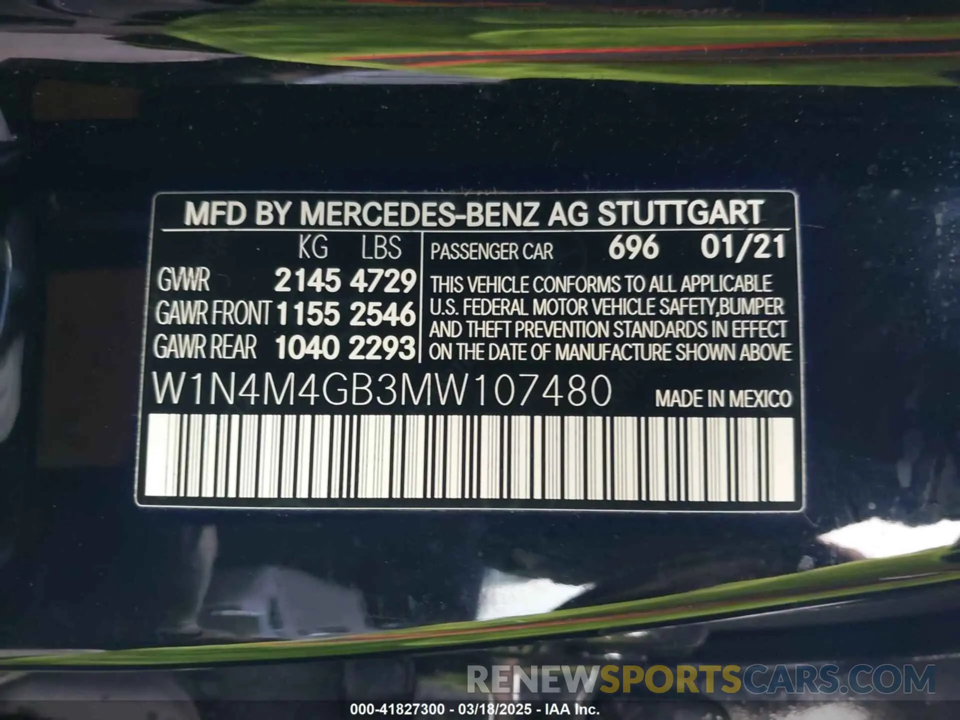 9 fotografías del automóvil dañado W1N4M4GB3MW107480 MERCEDES-BENZ GLB 250 2021
