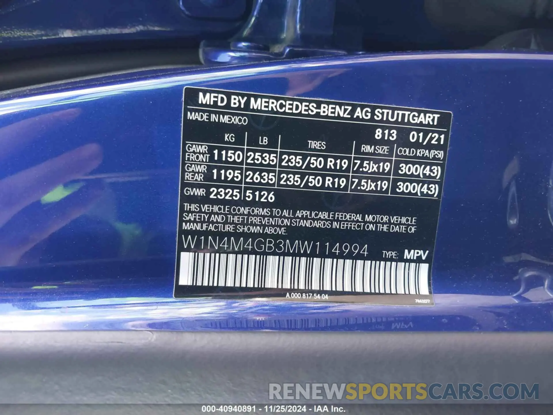 9 fotografías del automóvil dañado W1N4M4GB3MW114994 MERCEDES-BENZ GLB 250 2021