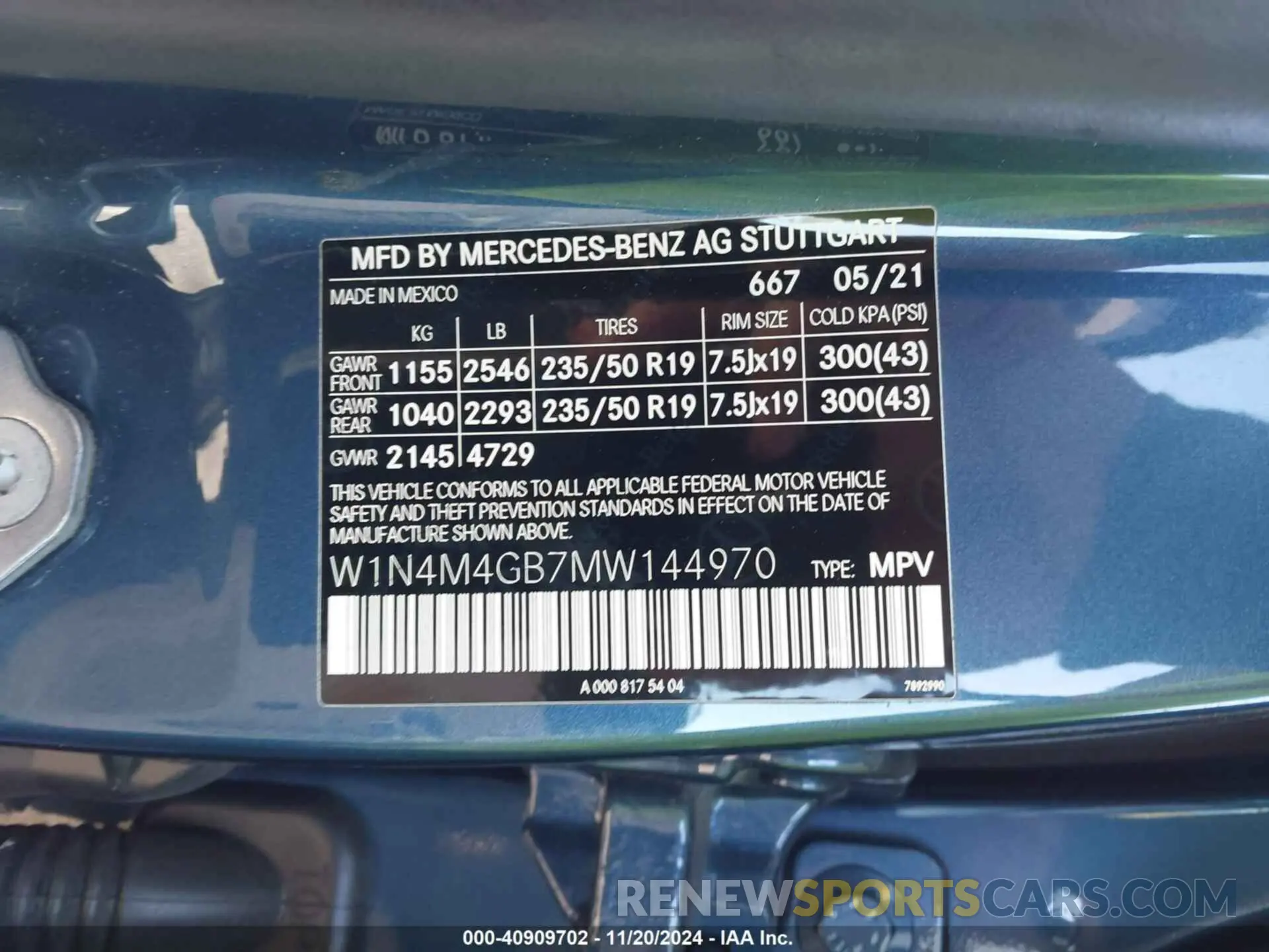 9 fotografías del automóvil dañado W1N4M4GB7MW144970 MERCEDES-BENZ GLB 250 2021