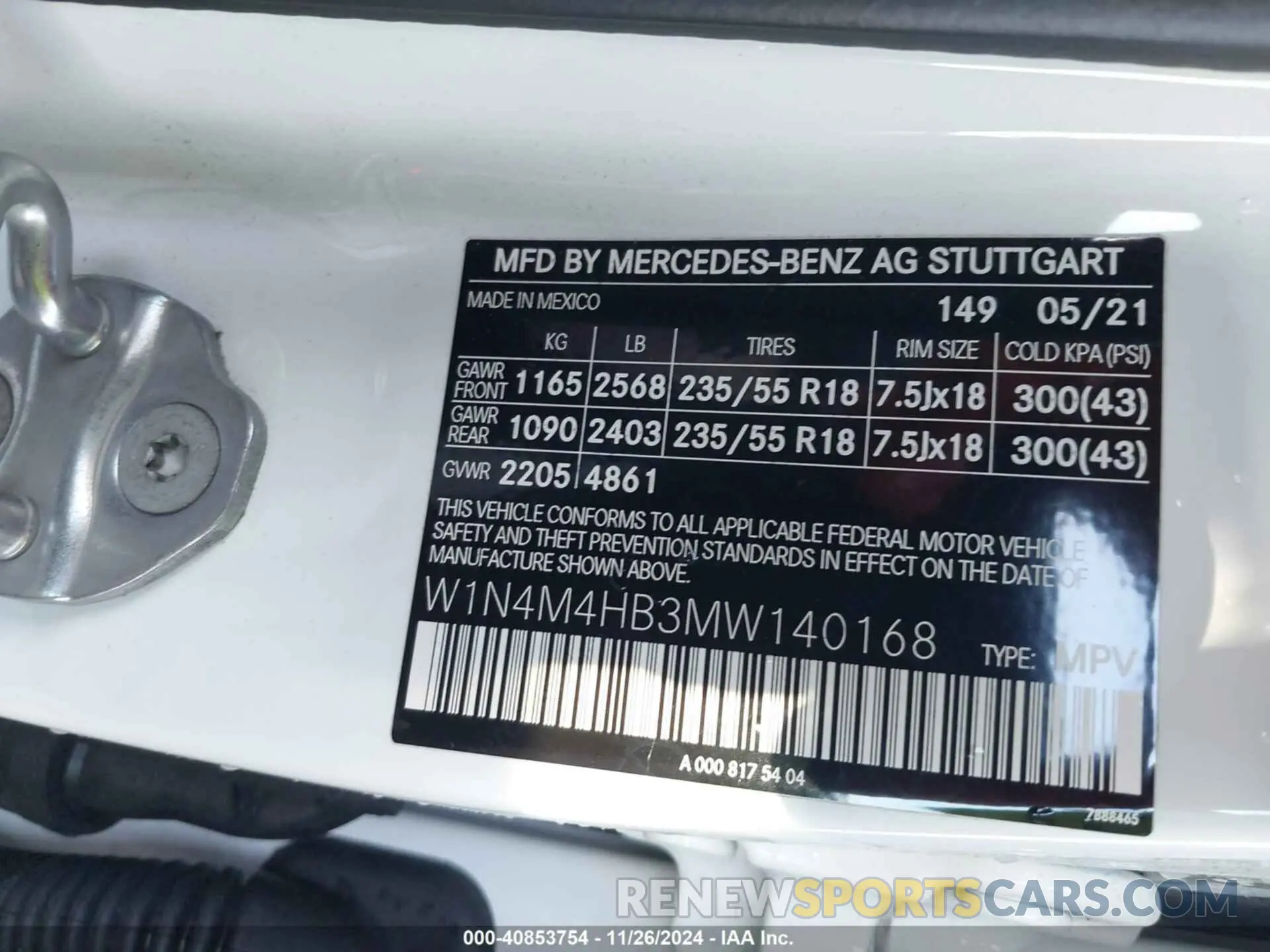 9 fotografías del automóvil dañado W1N4M4HB3MW140168 MERCEDES-BENZ GLB 250 2021
