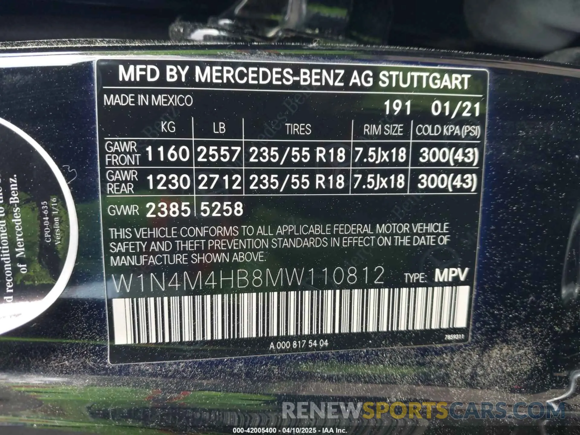 9 fotografías del automóvil dañado W1N4M4HB8MW110812 MERCEDES-BENZ GLB 250 2021