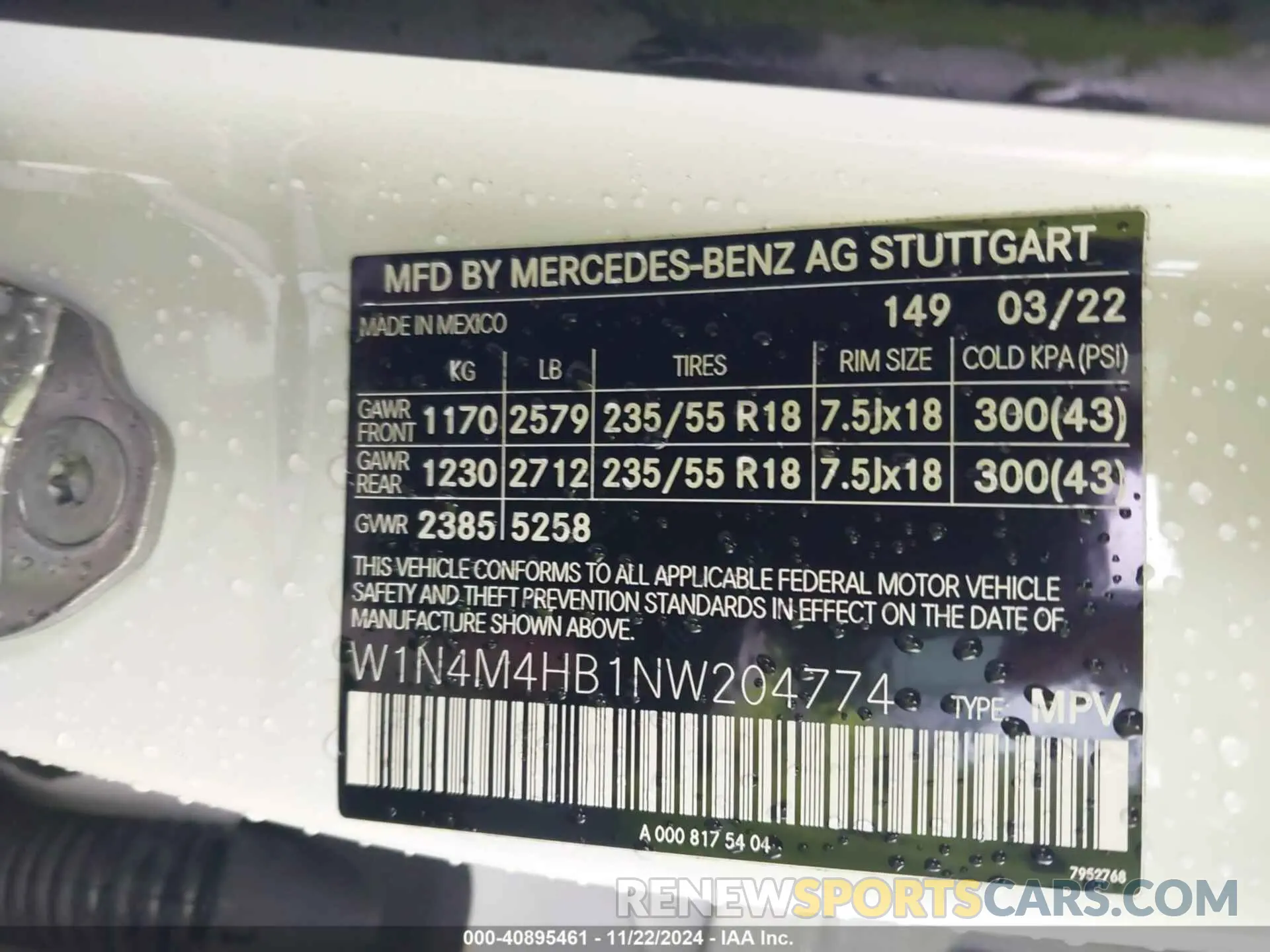 9 fotografías del automóvil dañado W1N4M4HB1NW204774 MERCEDES-BENZ GLB 250 2022